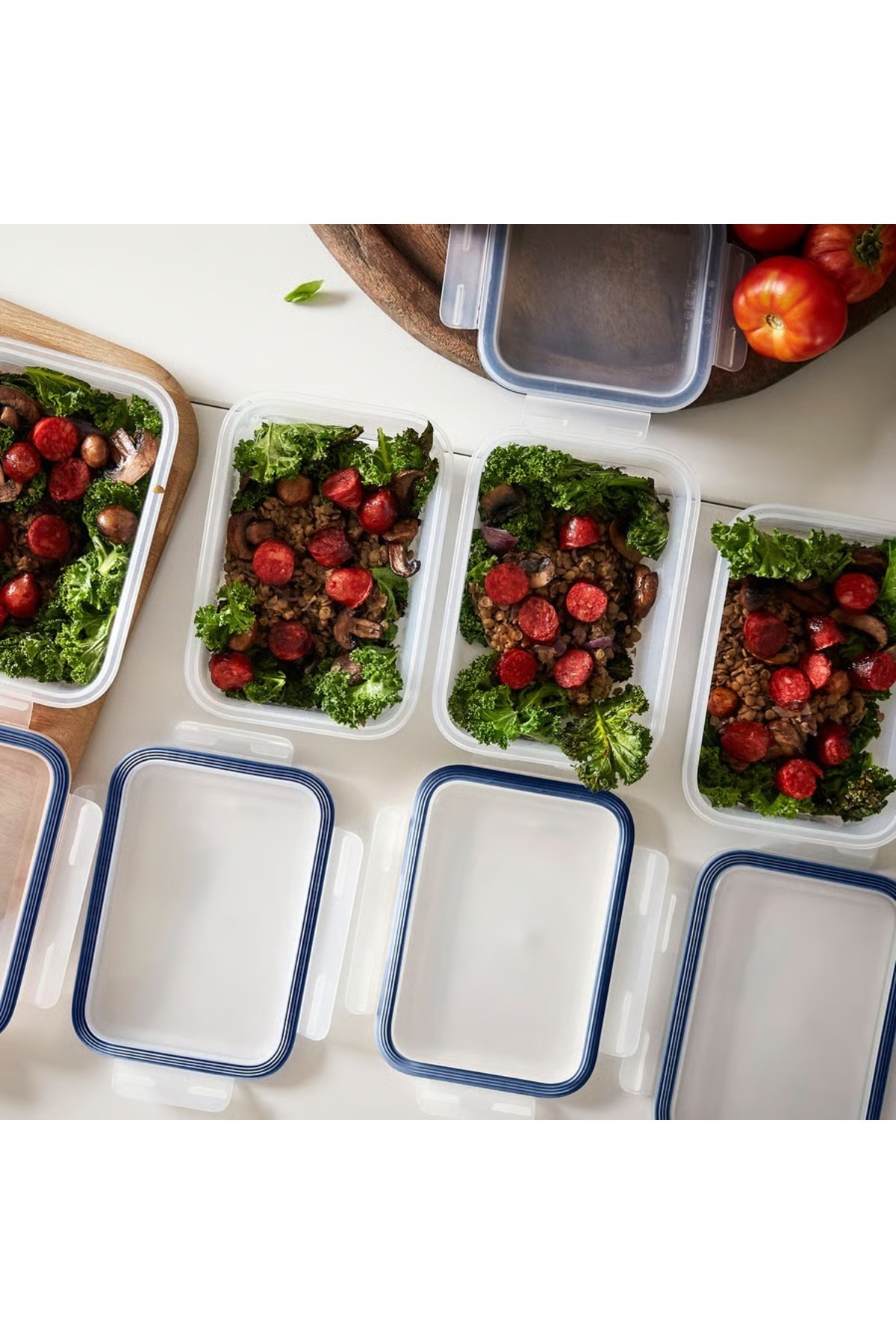 IKEA-Food container with lid, rectangular/plastic, 1.0L 3 pack 5