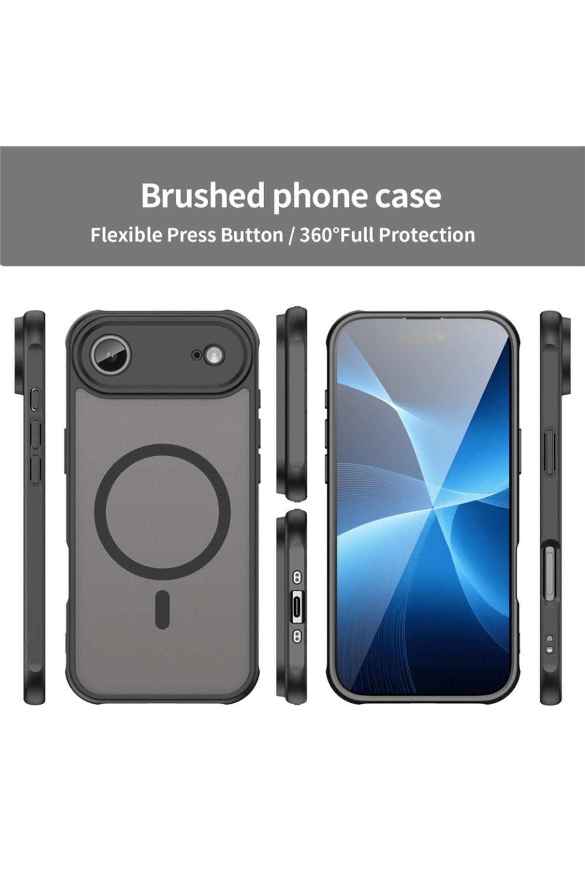SKYDDAR INNOVATION-Husă pentru iPhone 17 Air, HaloFrost MagSafe II, rezistentă la șocuri, set cu autocolant, neagră 6