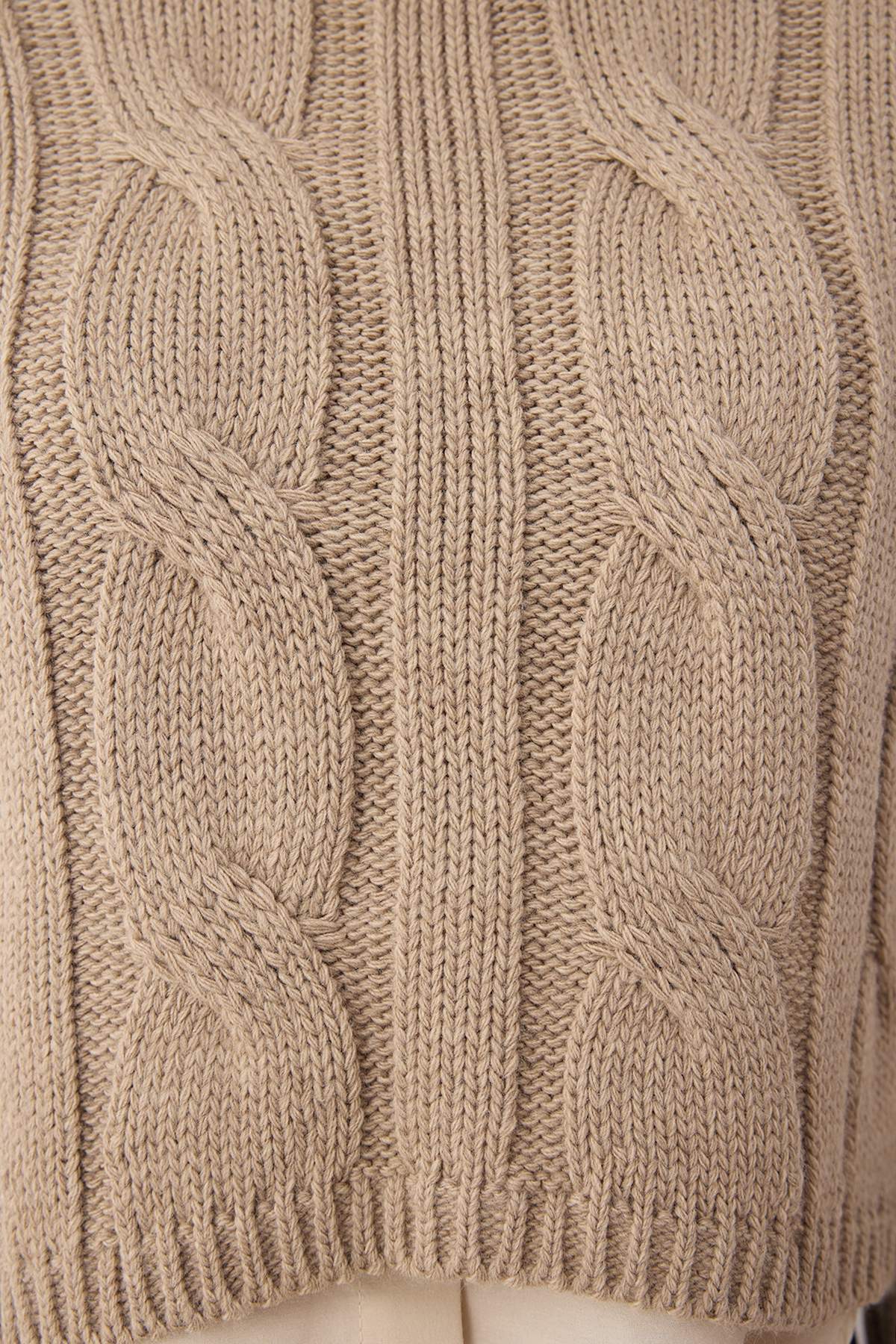 Trendyolmilla  Teen Vizon Gömlek Garnili Detaylı Crop Triko Kazak TWOAW26KZ00047 - Görsel 3