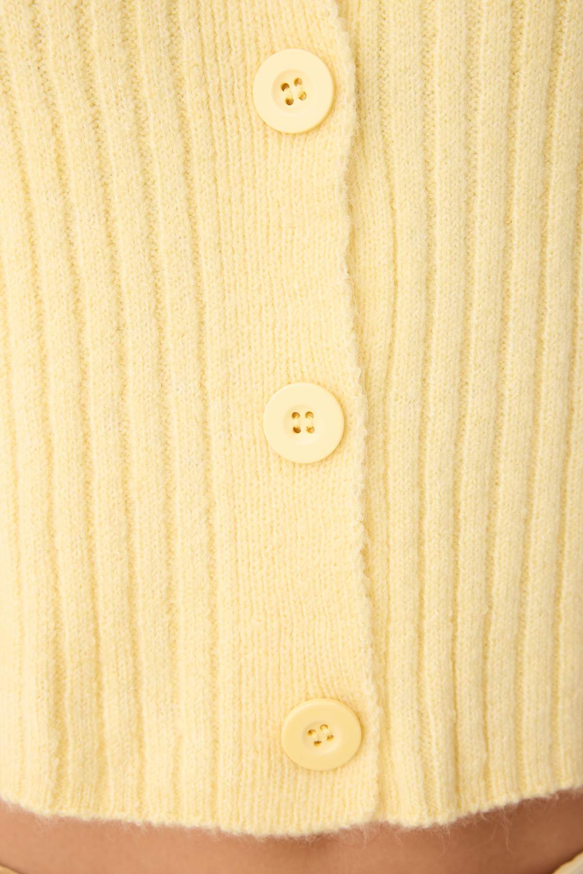 Trendyolmilla  Sarı Crop Yumuşak Dokulu Dik Yaka Triko Hırka TWOAW22HI0174 - Görsel 3