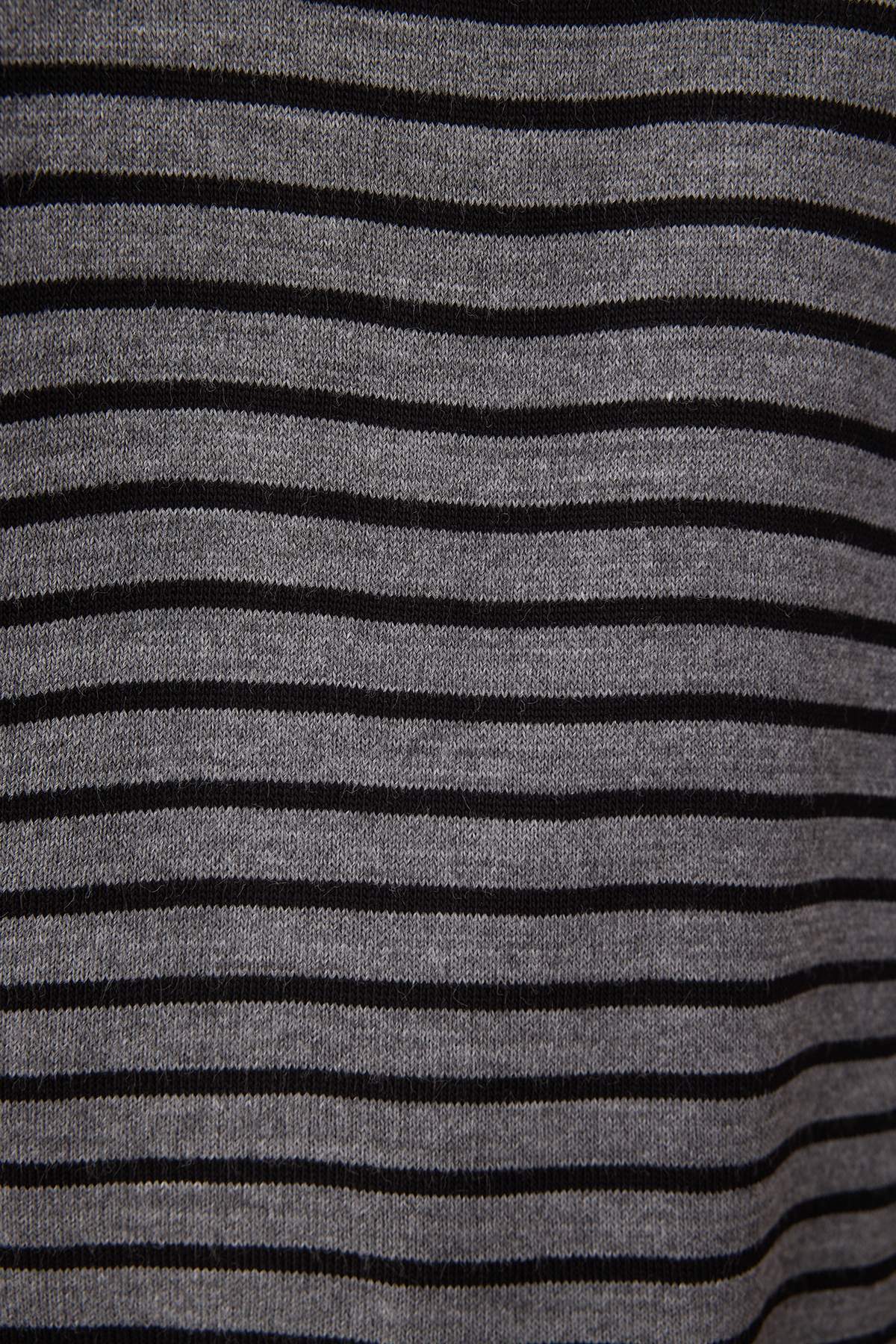 Trendyolmilla  Antrasit Basic Çizgili Triko Kazak TWOAW23KZ01846 - Görsel 3