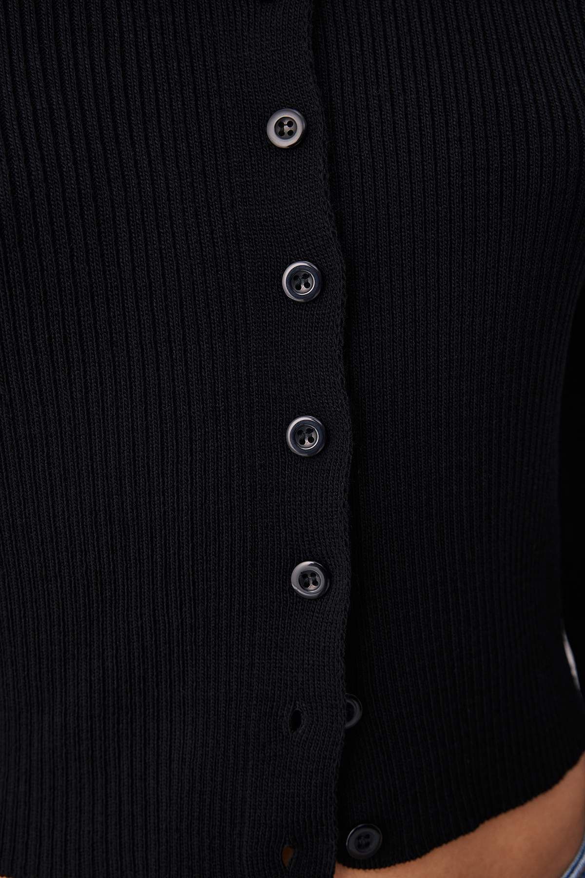Trendyol Collection-Schwarz*001-Ecru Crop Farbblock-Einfarbig Doppelpack Strickjacke TWOAW26HI00127 3