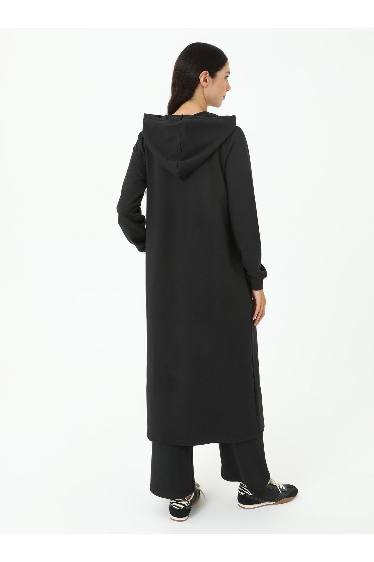 Everyday Basic-Căciulă sport lungă cu glugă cu fermoar - Negru - Refka Basic 6