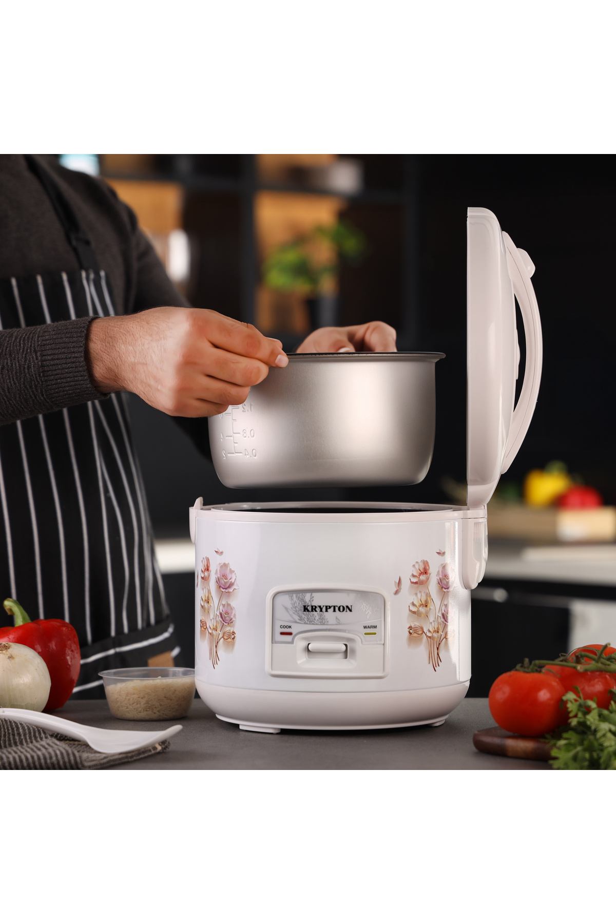 KRYPTON-1.5 L Rice Cooker With Steamer | Non-stick Pot | Auto Cook, Easy Clean, Safe Heat 3