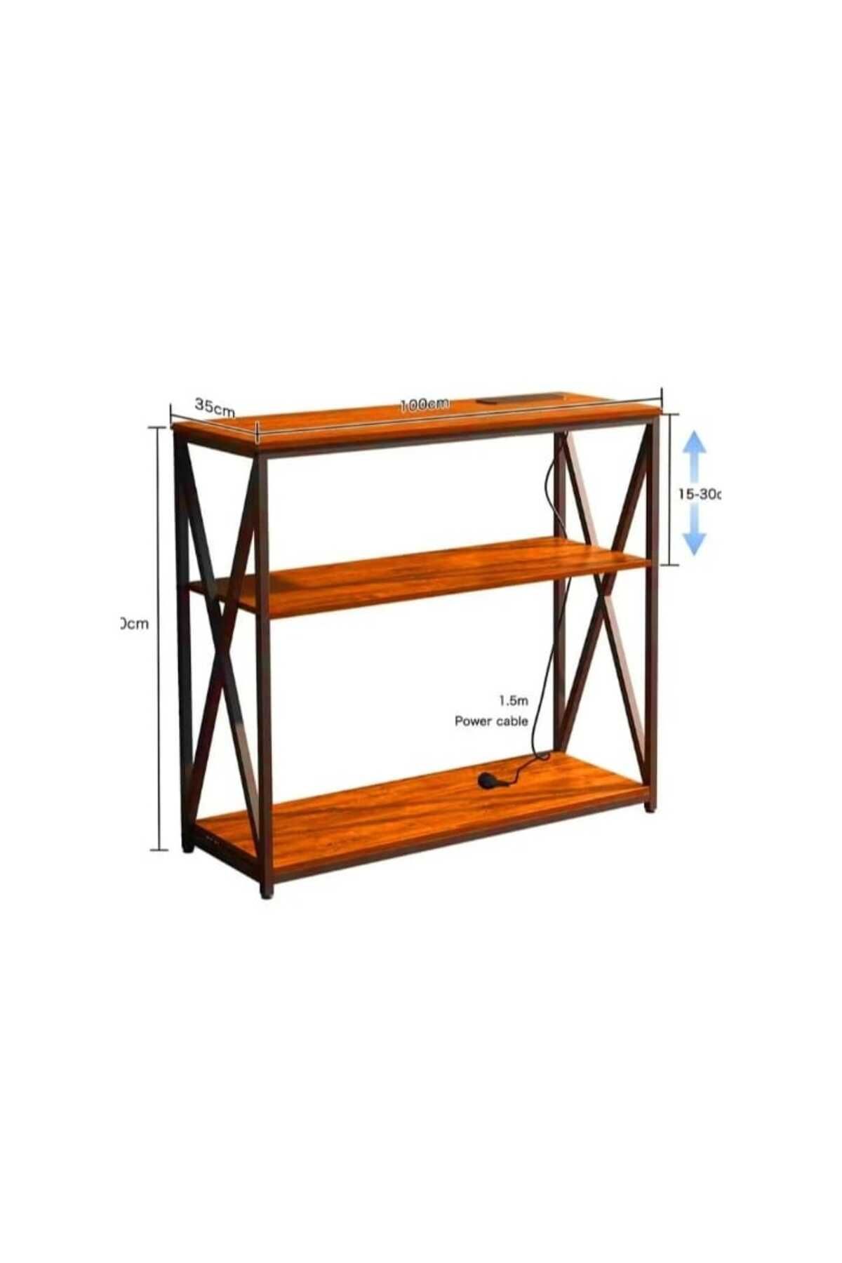 Luxury Home-3-Tier Console Table with Charging Base with Storage Shelf and Power Outlet-EI-402 4