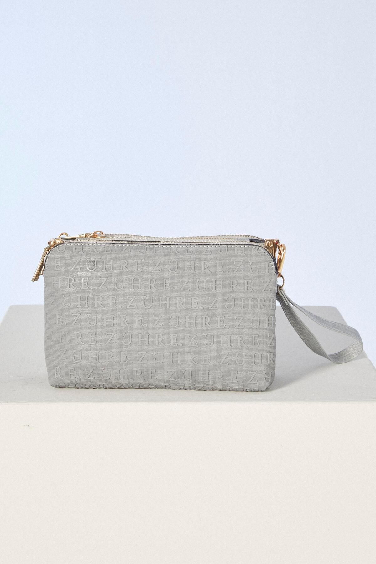 Zühre-Monogram Patterned Gray Handbag ZH0033 1