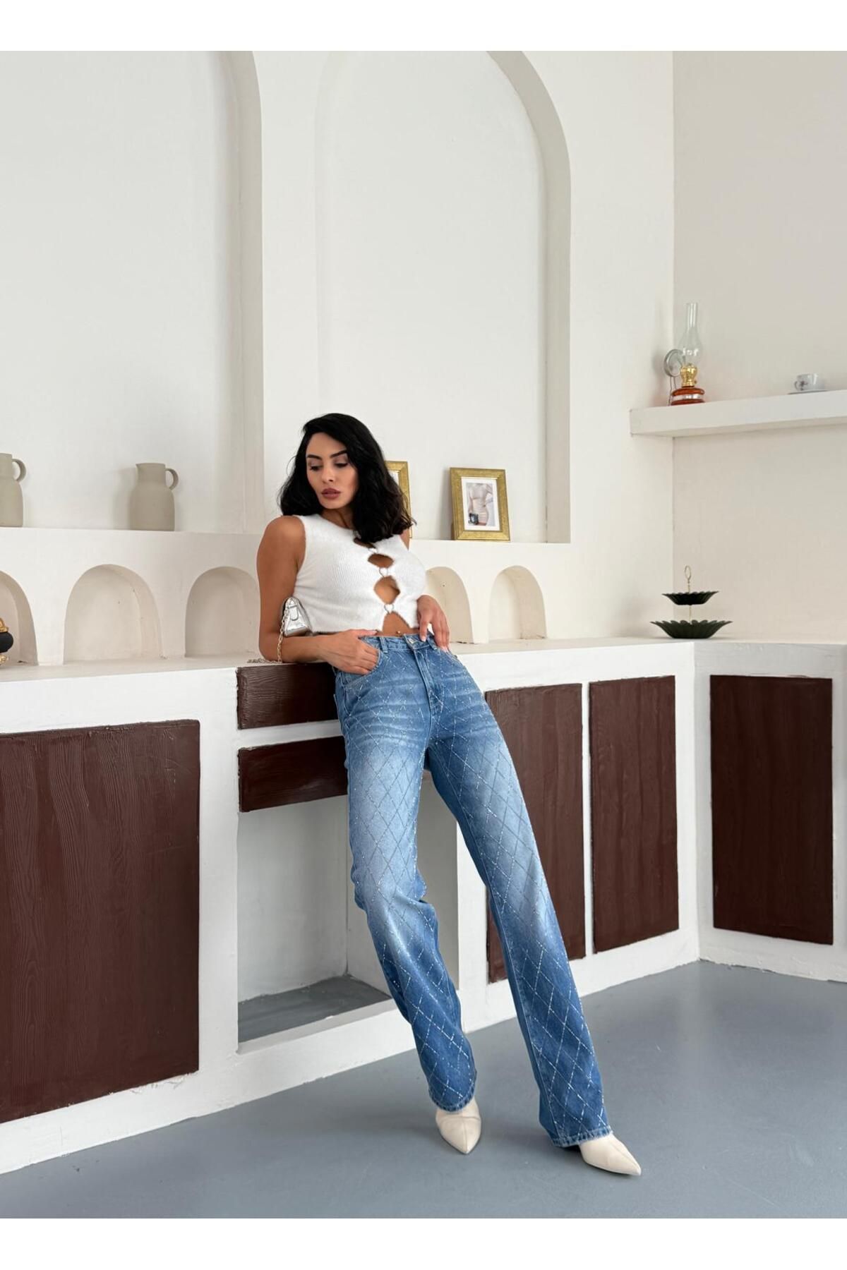 Zeo Basic-Baklava Pattern Stone Straight Jean 4