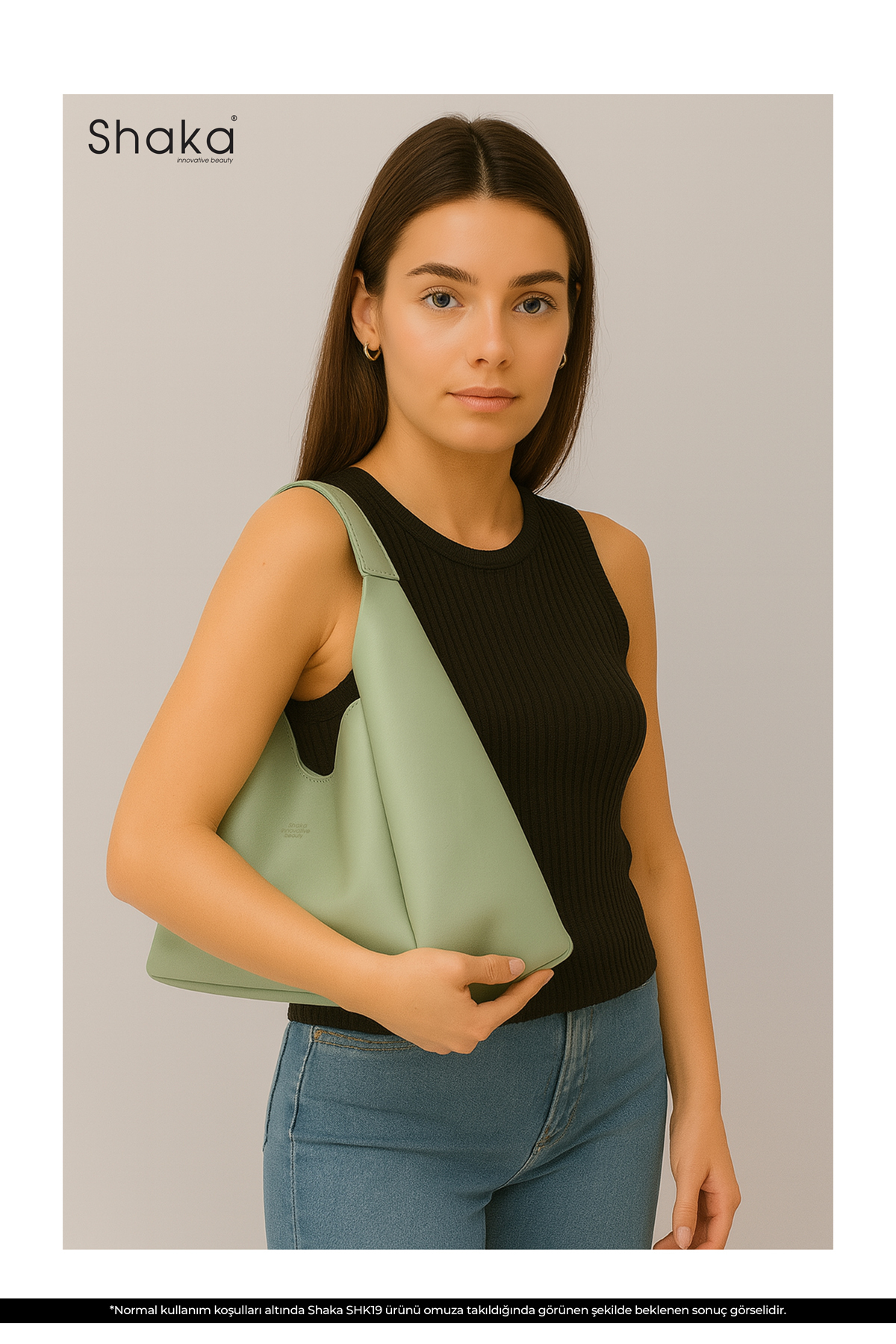 Shaka Mint Yeşil SHK19 Suni Deri, Çıtçıtlı, Tek Bölmeli, Fermuarlı Makyaj Çantalı, El, Kol ve Omuz Çantası fotoğrafı 6 (önizleme)