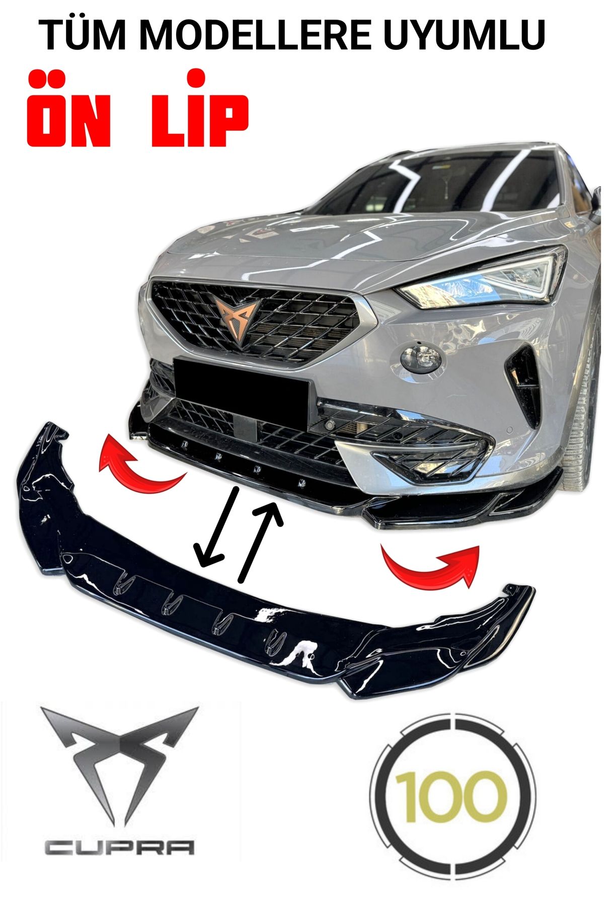 İYİSİYOK Cupra Tüm Modellere Uyumlu Araca Özel Ön Lip Parlak Siyah Boyalı