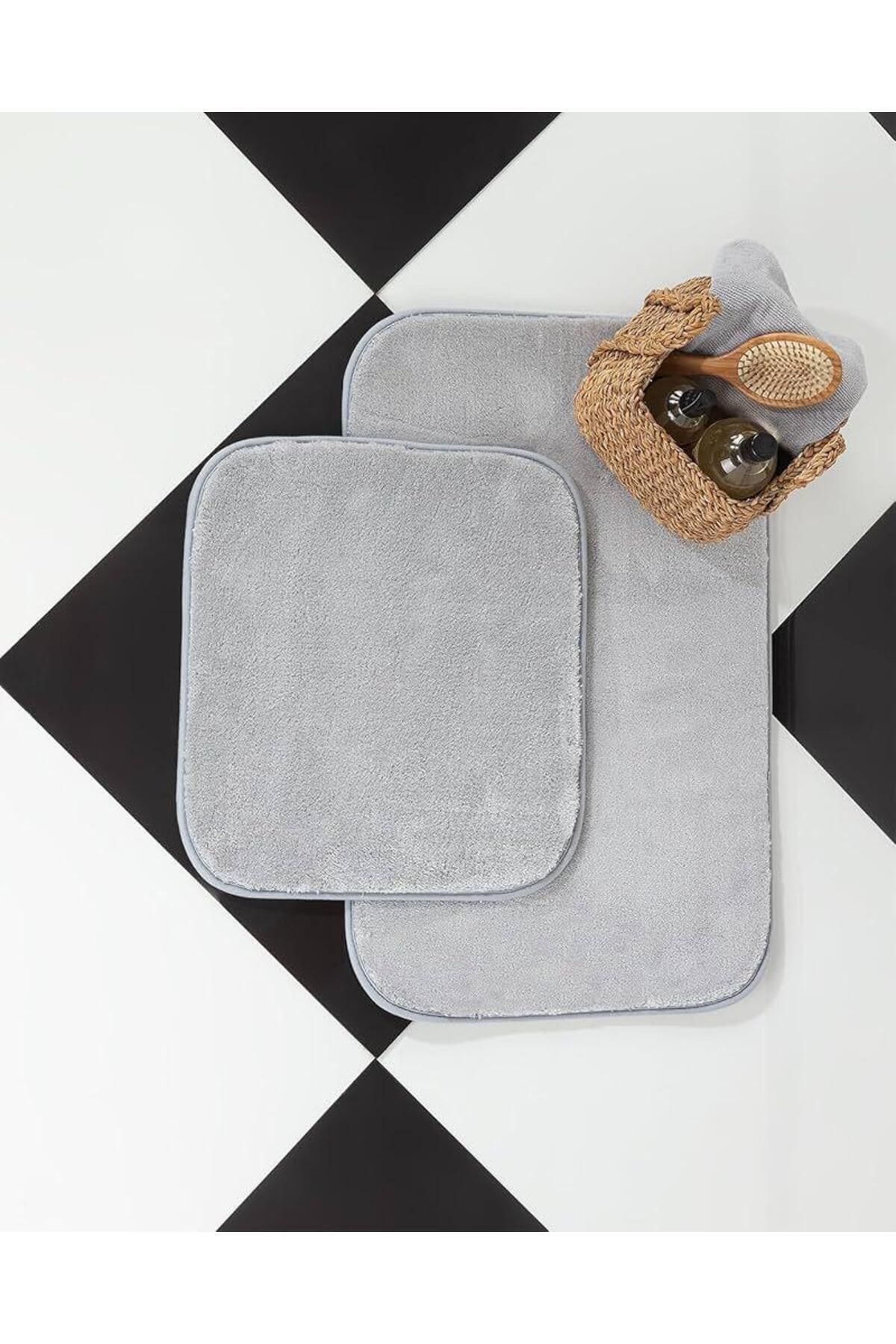 DECORA CASA HOME COLLECTİON Banyo Paspas Takımı 2 Li ( 60X100) Ve (50X60) Yıkanabilir Kaymaz Taban Klozet Takımı