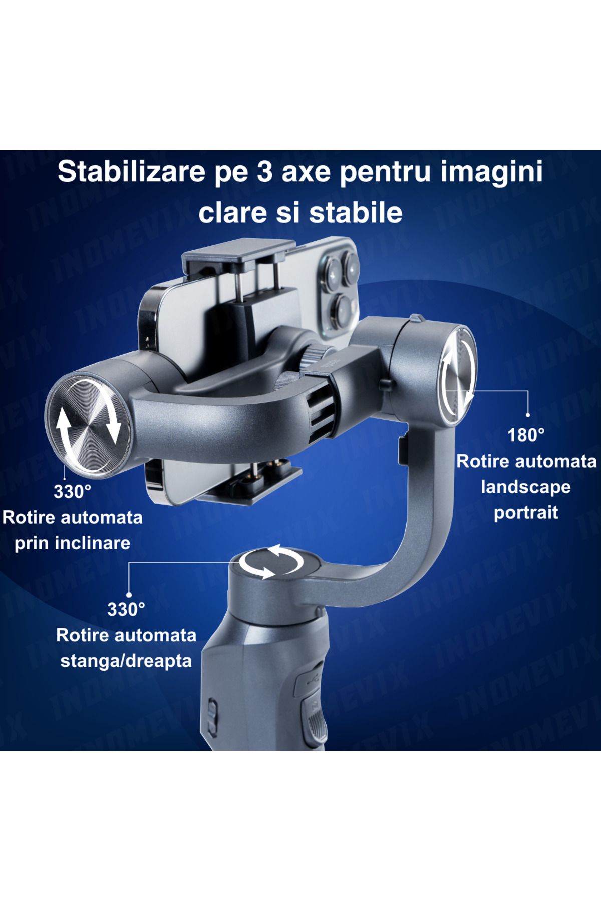 INOMEVIX-Phone Stabilizer ® F10 Pro, 3-Axis, Bluetooth, Face Tracking, Tripod and Case Included 7