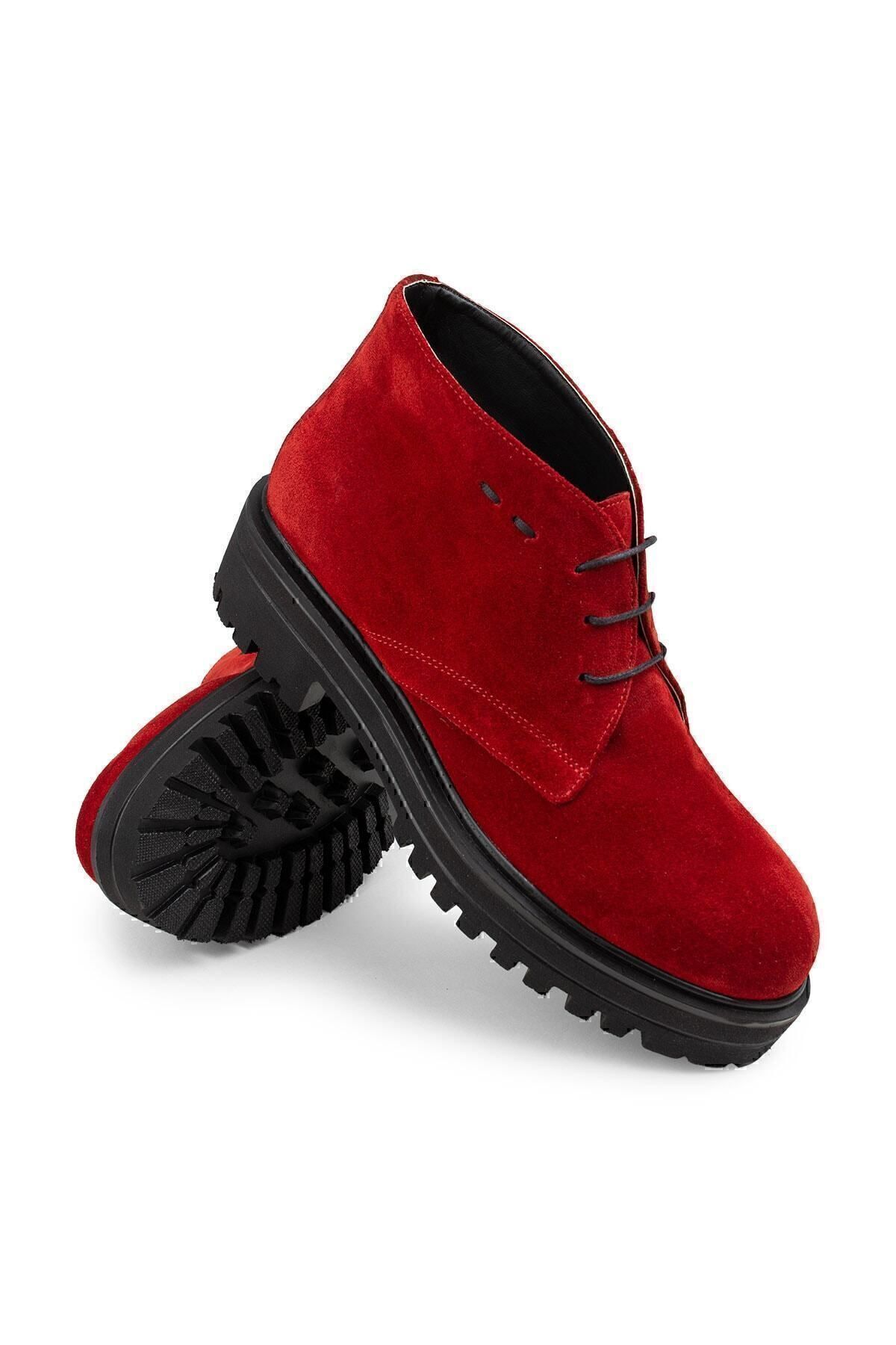 Deery-Genuine Suede Red Women's Boots 6