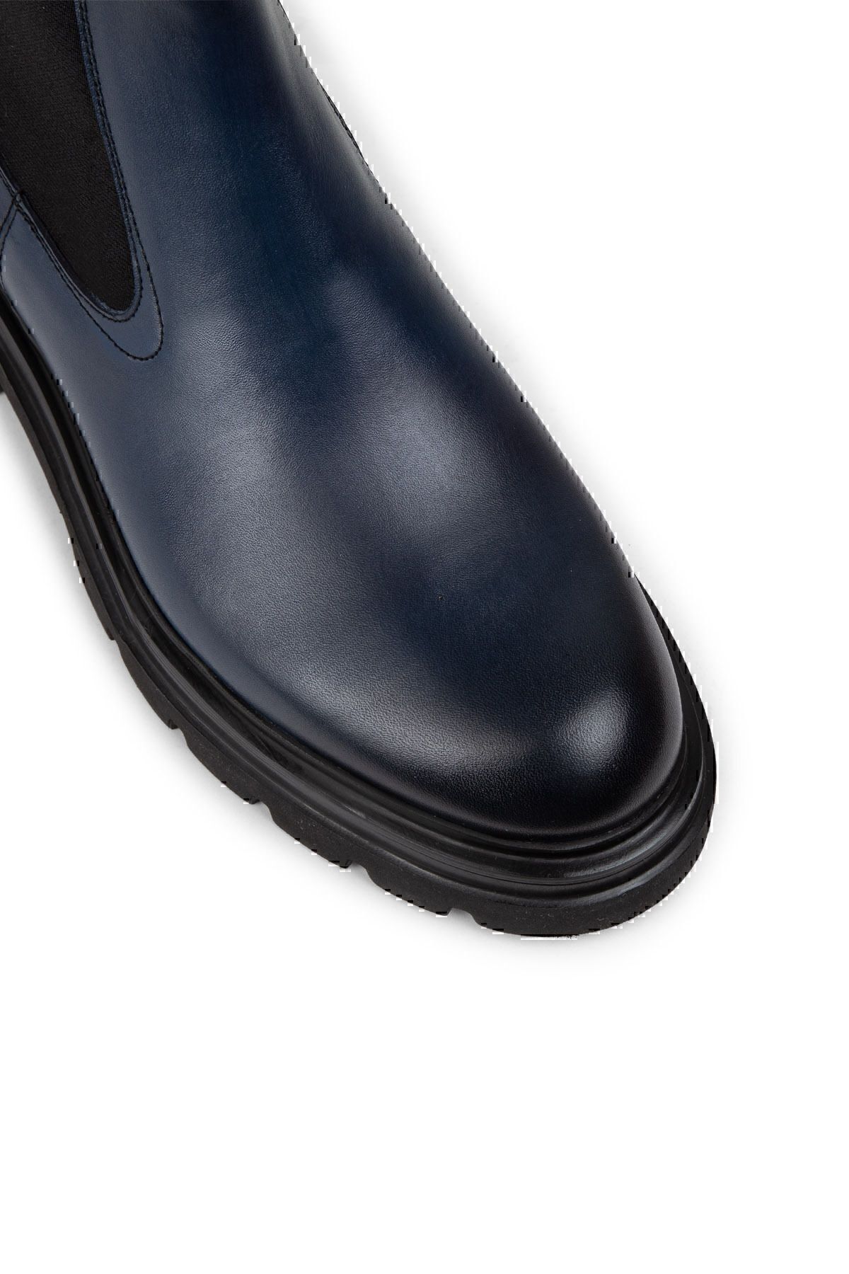 Deery-Genuine Leather Navy Blue Chelsea Men's Boots 3