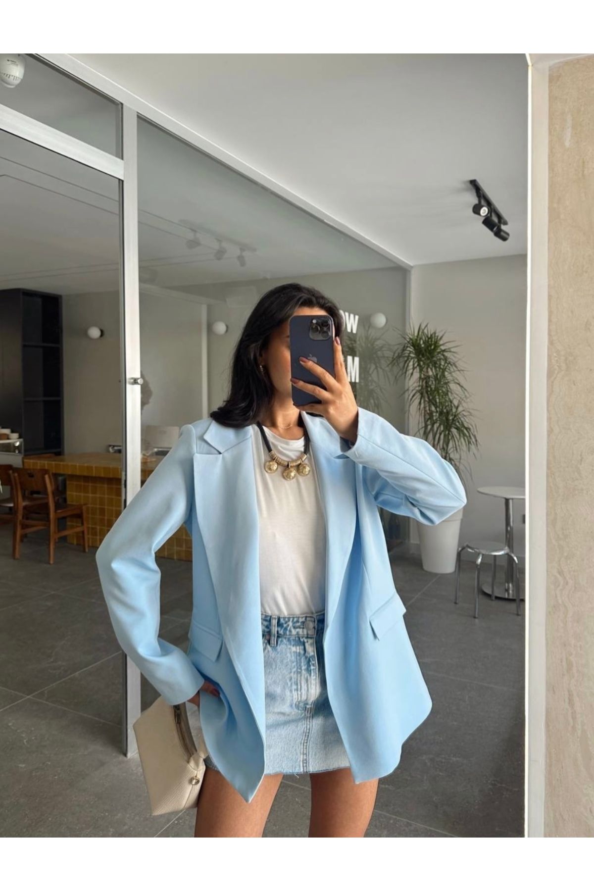 Butik Kadın bebe mavisi blazer ceket