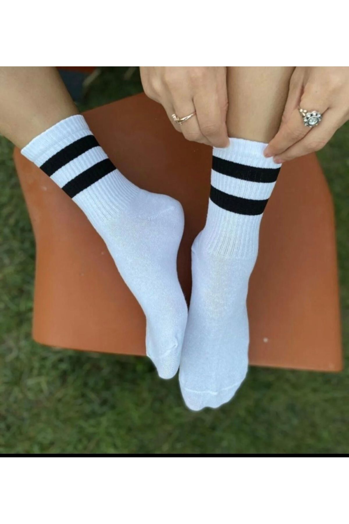 BARLASOCKS Ünisex siyah cizgili kolej çorap 5'li paket (PAMUK)