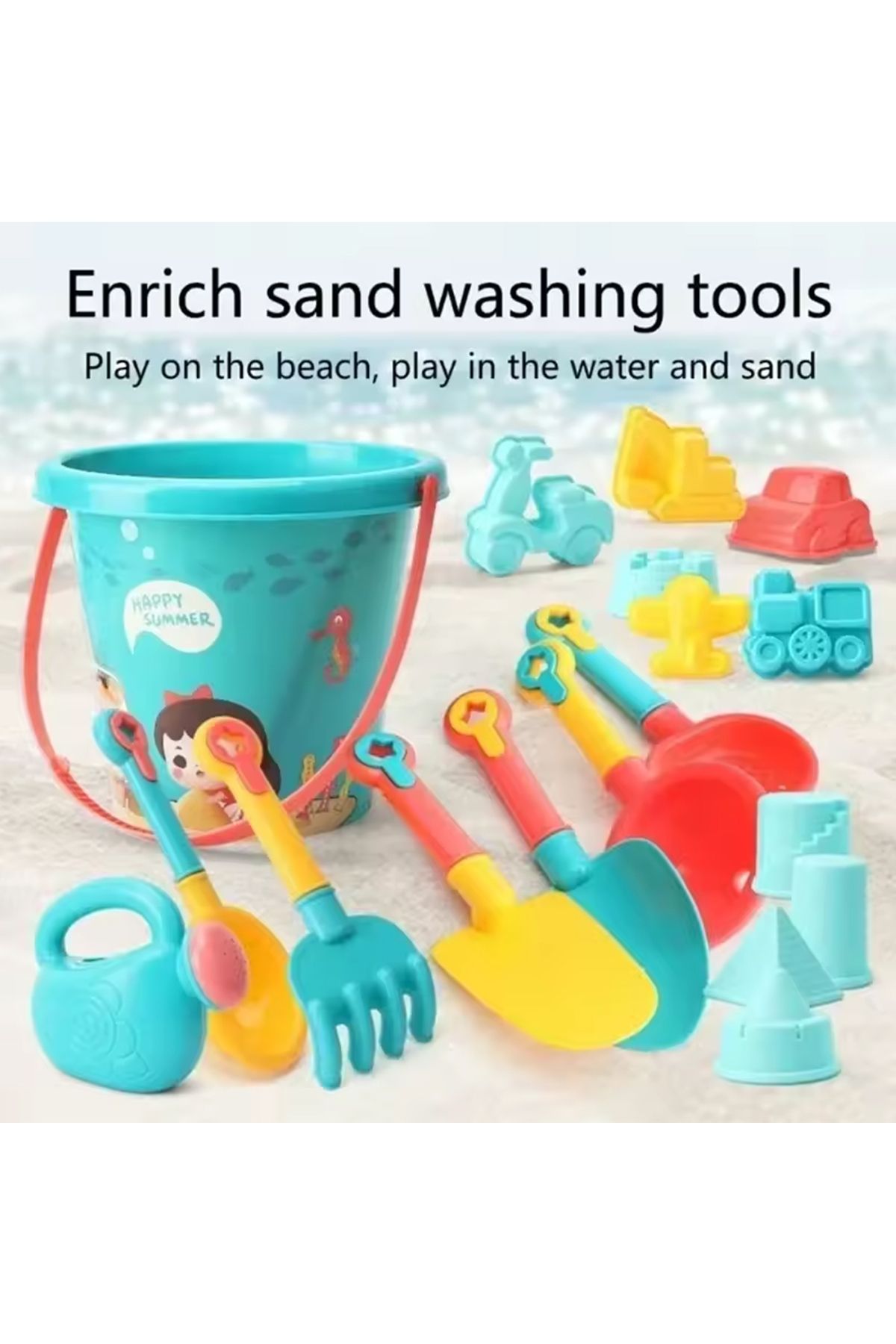 Choice-18pcs A Set Children Sand Toys 18pcs Summer Beach Game Sand Bucket Shovel Silicone Sandbox Outdoor W 2
