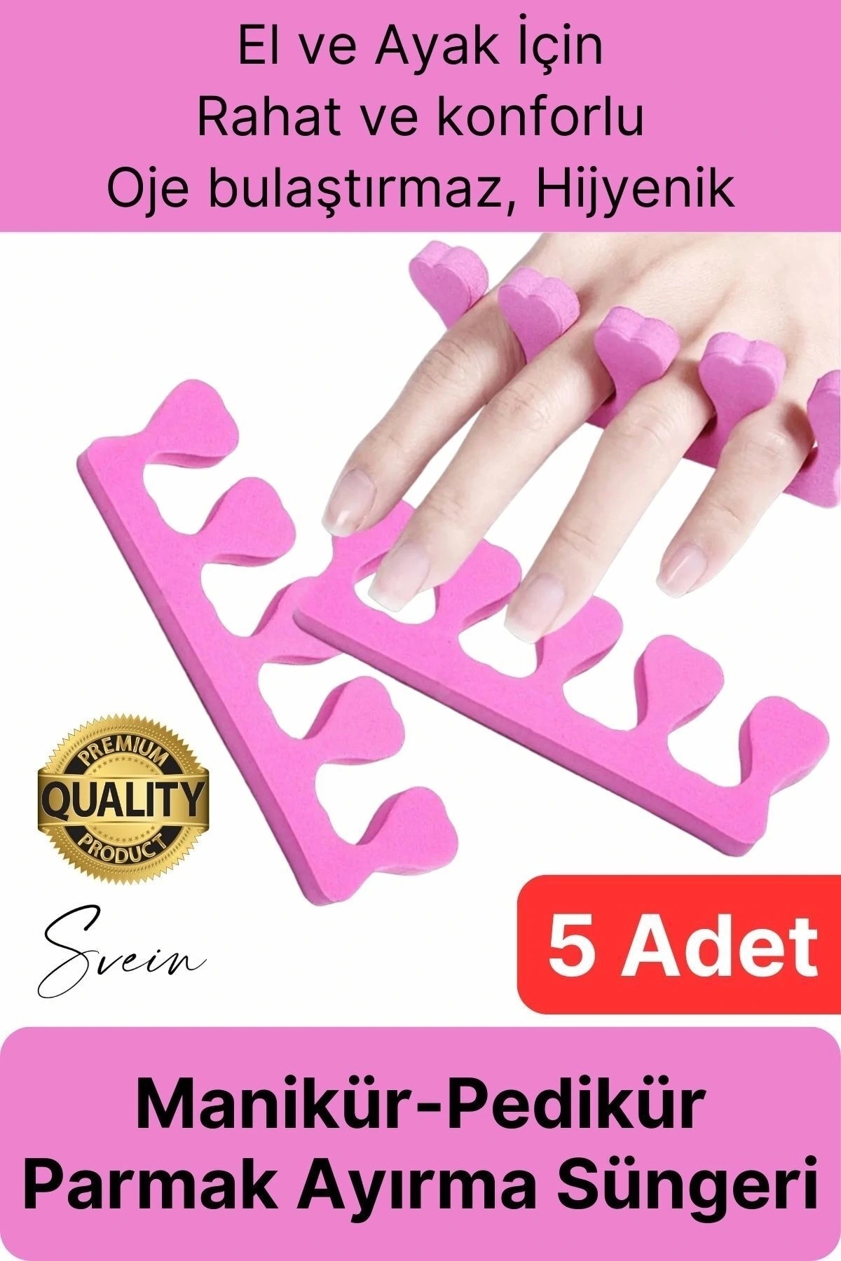 Svein Esnek Rahat Konforlu Manikür Pedikür El Ayak Oje Parmak Ayırıcı Arası Sünger Aparatı Aleti 5 Adet — Boya Leke Bulaştırmaz Pratik Ergonomik