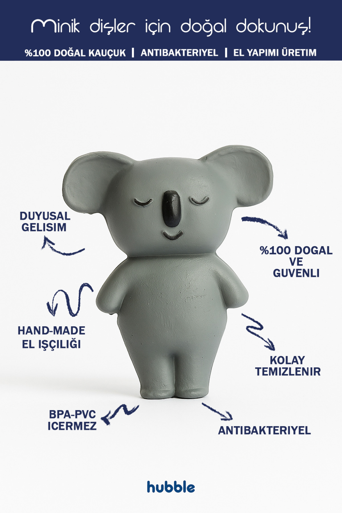 Hubble Bebek Diş Kaşıyıcı Ve Oyuncak - Koala Şekilli Dişlik (%100 DOĞAL KAUÇUK) fotoğrafı 2 (önizleme)