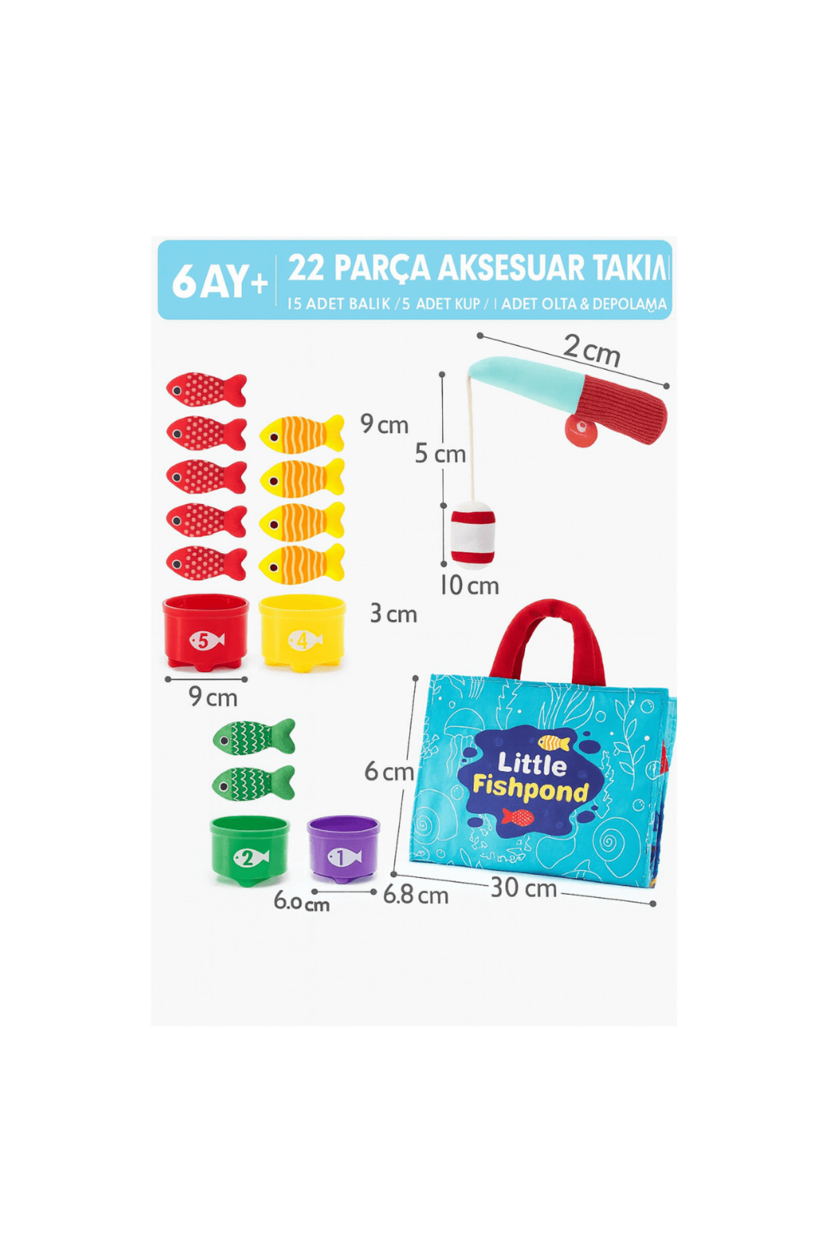 بازی مونته‌سوری ماهیگیر اسفنجی – ست ماهیگیری ۲۲ تکه
