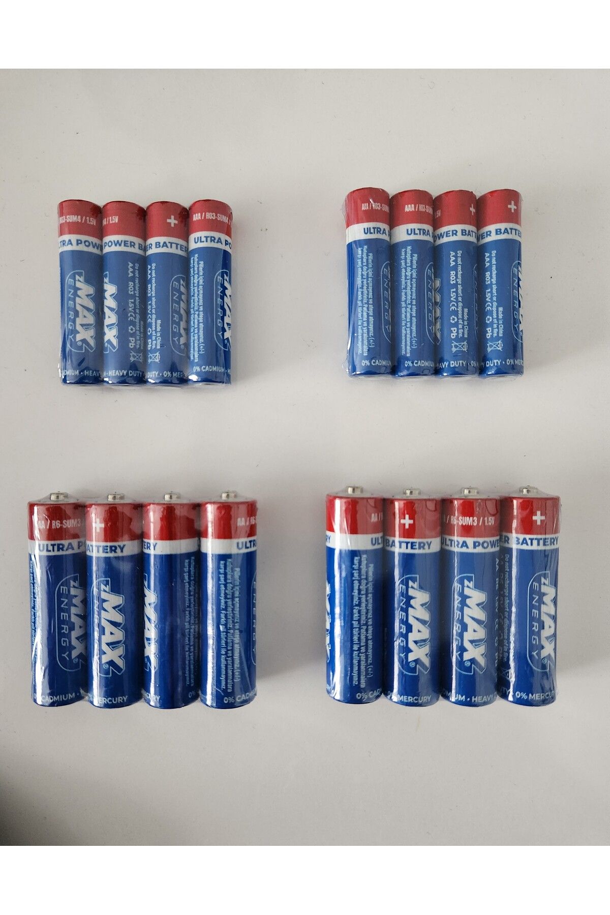 Gritille Max 16 Adet İnce ve Kalın Pil (AA - AAA) 8 İnce 8 Kalın Kumanda Pili Seti