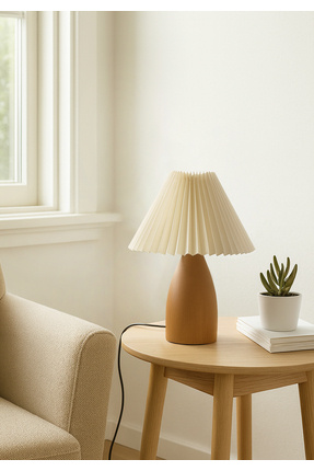 HOMİNG Homing Brookville Ahşap Abajur Pileli Başlık 242048