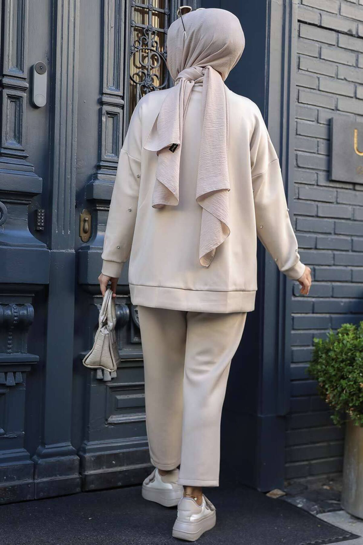 Neva Style-Set dublu Hijab Bej - Cu Fermoar, Model 12401BEJ 3