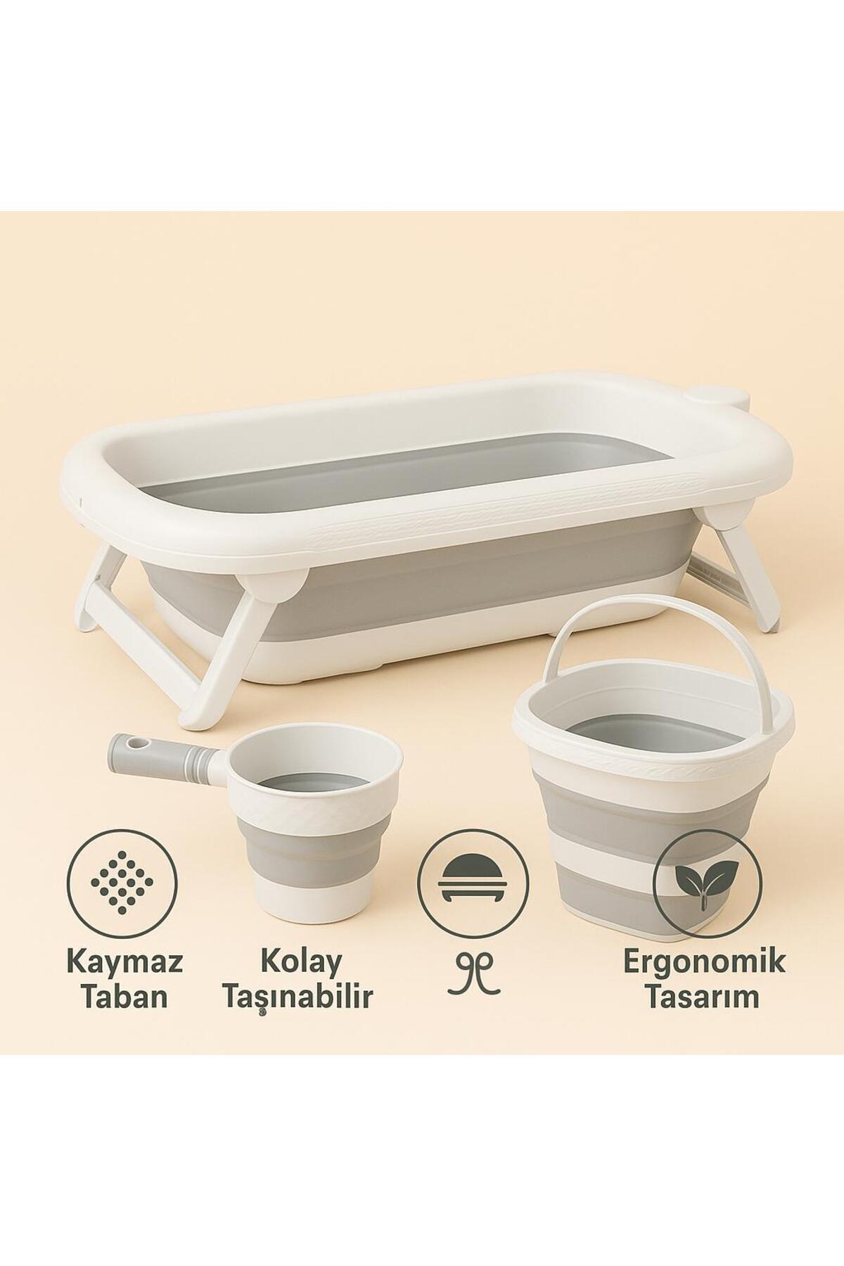 Zuu Baby Aqua Nest Bebek Küveti Lüks 3 Lü Set Katlanır 45 Litre Gri fotoğrafı 4 (önizleme)