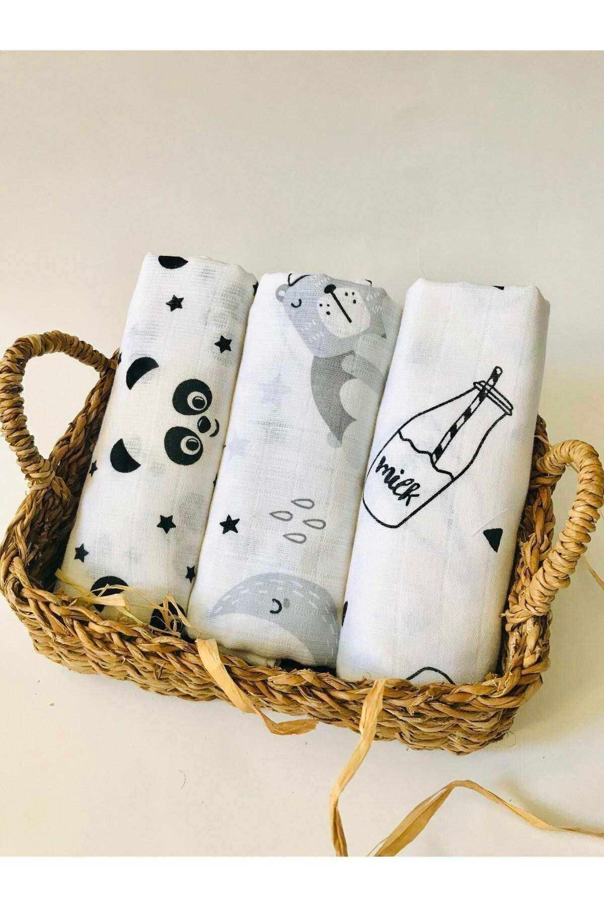 JUNİPERUS 3 Adet Çok Amaçlı Müslin Bezi Örtü Battaniye %100 Pamuk Oeko-teks Sertifikalı 80x80 Cm fotoğrafı 3 (önizleme)