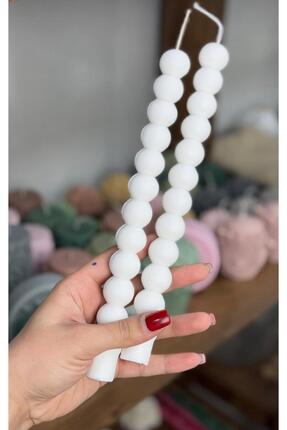 SCA CANDLE Dekoratif Mum Şamdanlık Mum Top Model Beyaz Renk