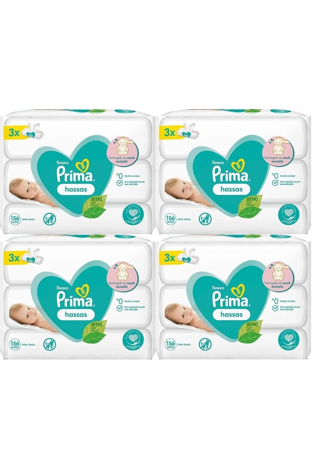 Prima-Sensitive Wet Towel Wipes Plant Based Unscented for Sensitive Skin (Set of 12) 624 Sheets 2