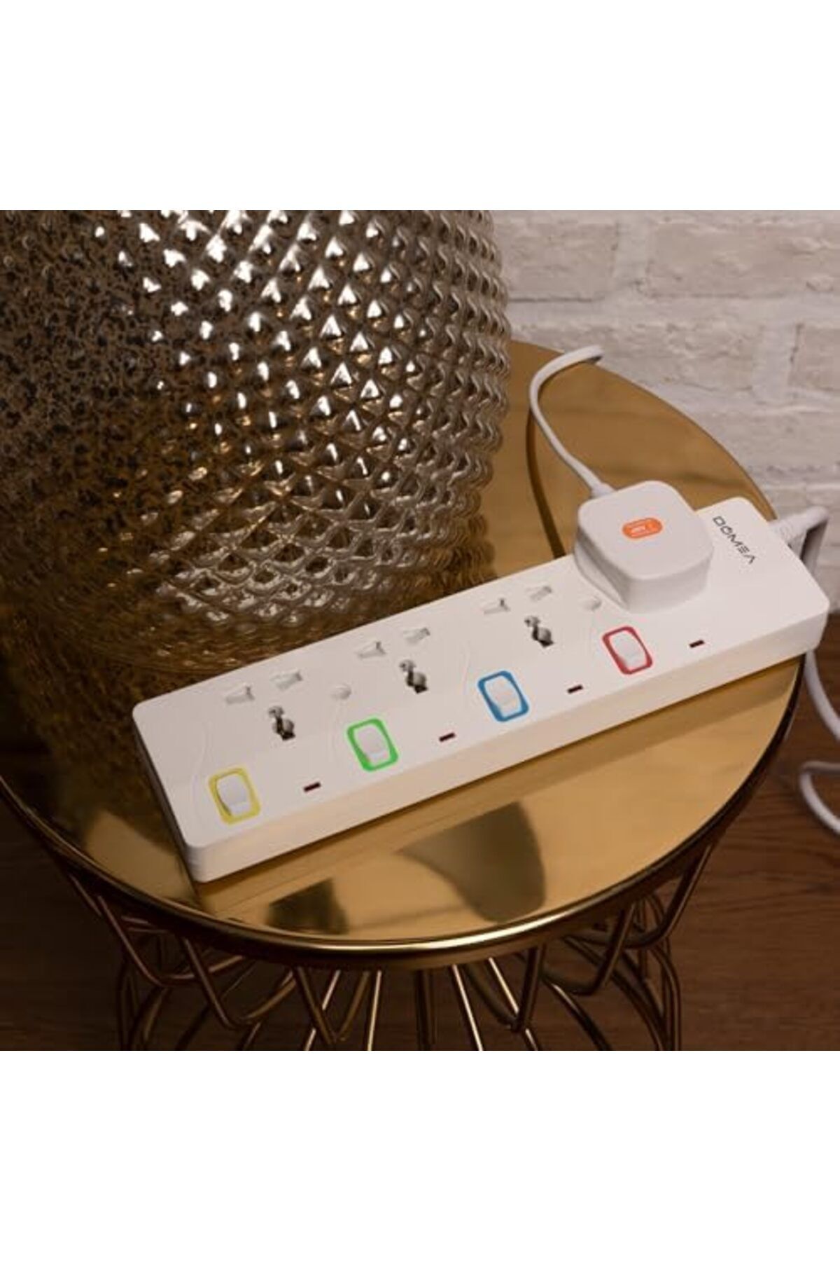 DOMEA-4-Way Power Extension Strip With Individual Switches, Universal Socket Design, 3-Meter Cable - 4