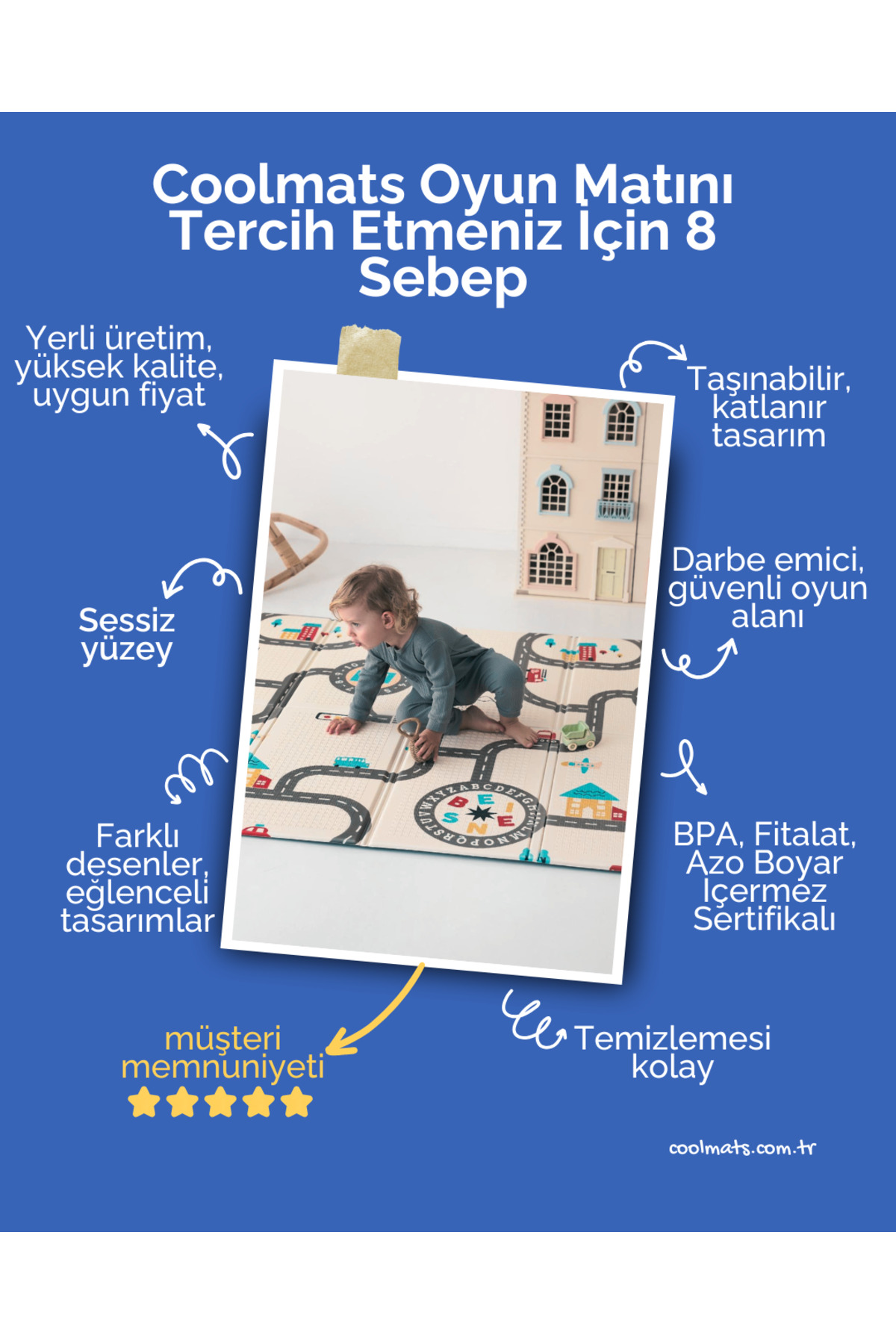 Coolmats Katlanabilir Çocuk Oyun Halısı, 200x130x1 cm Oyun Matı fotoğrafı 6 (önizleme)