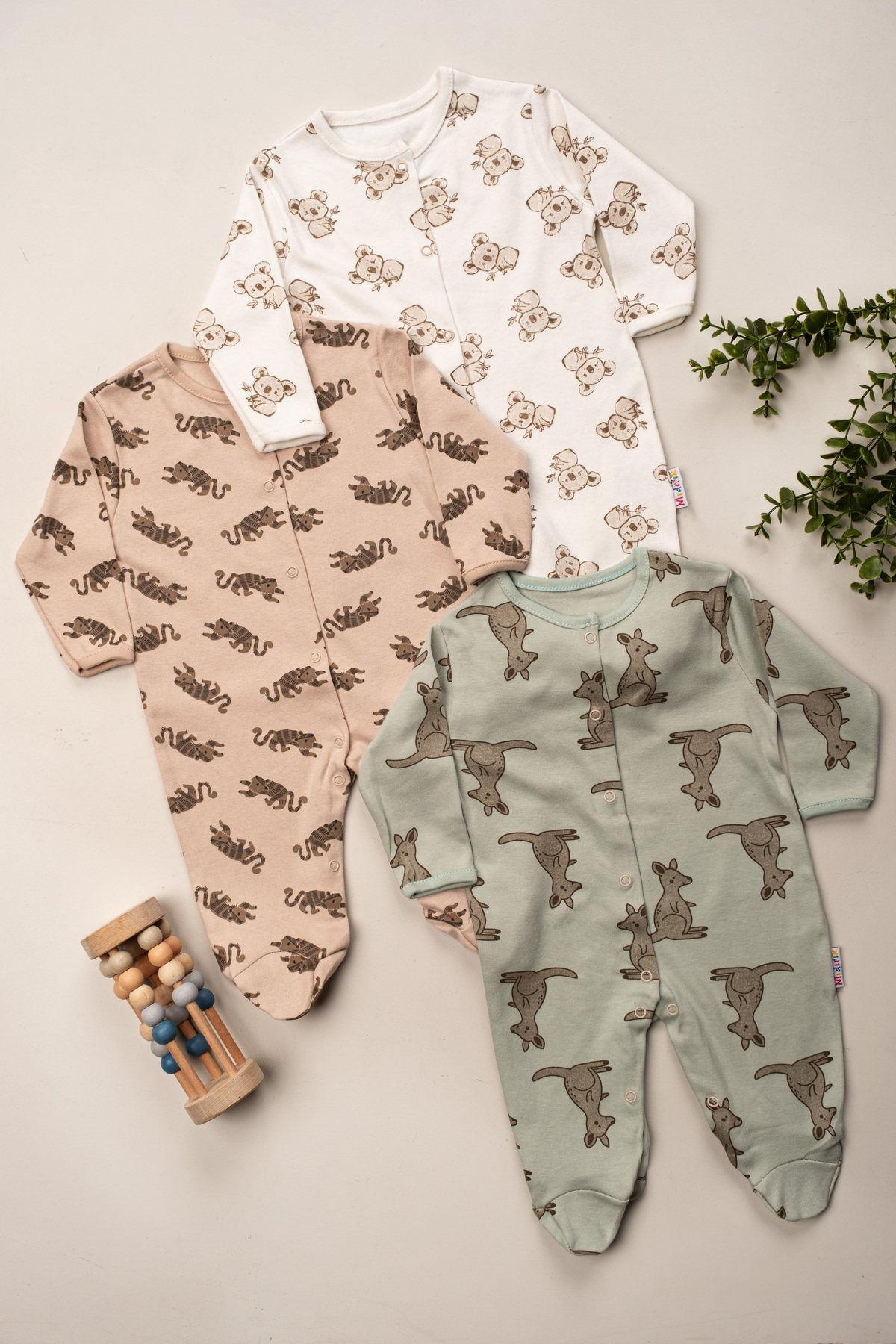 Mıdırık Hayvan Figürlü Unisex 3 Lü Bebek Tulum Setiyenidoğan Kıyafet 3-6-9 Ay fotoğrafı 2 (önizleme)