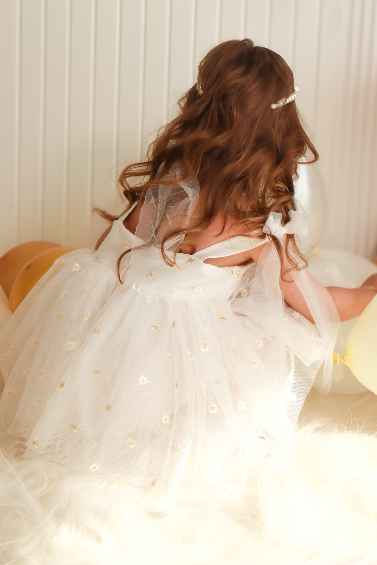 Baby Animals Kız Bebek Elbise Kız Çocuk Elbise Doğum Günü Parti Düğün Elbise Askılı Astarlı Papatya Elbise fotoğrafı 3 (önizleme)