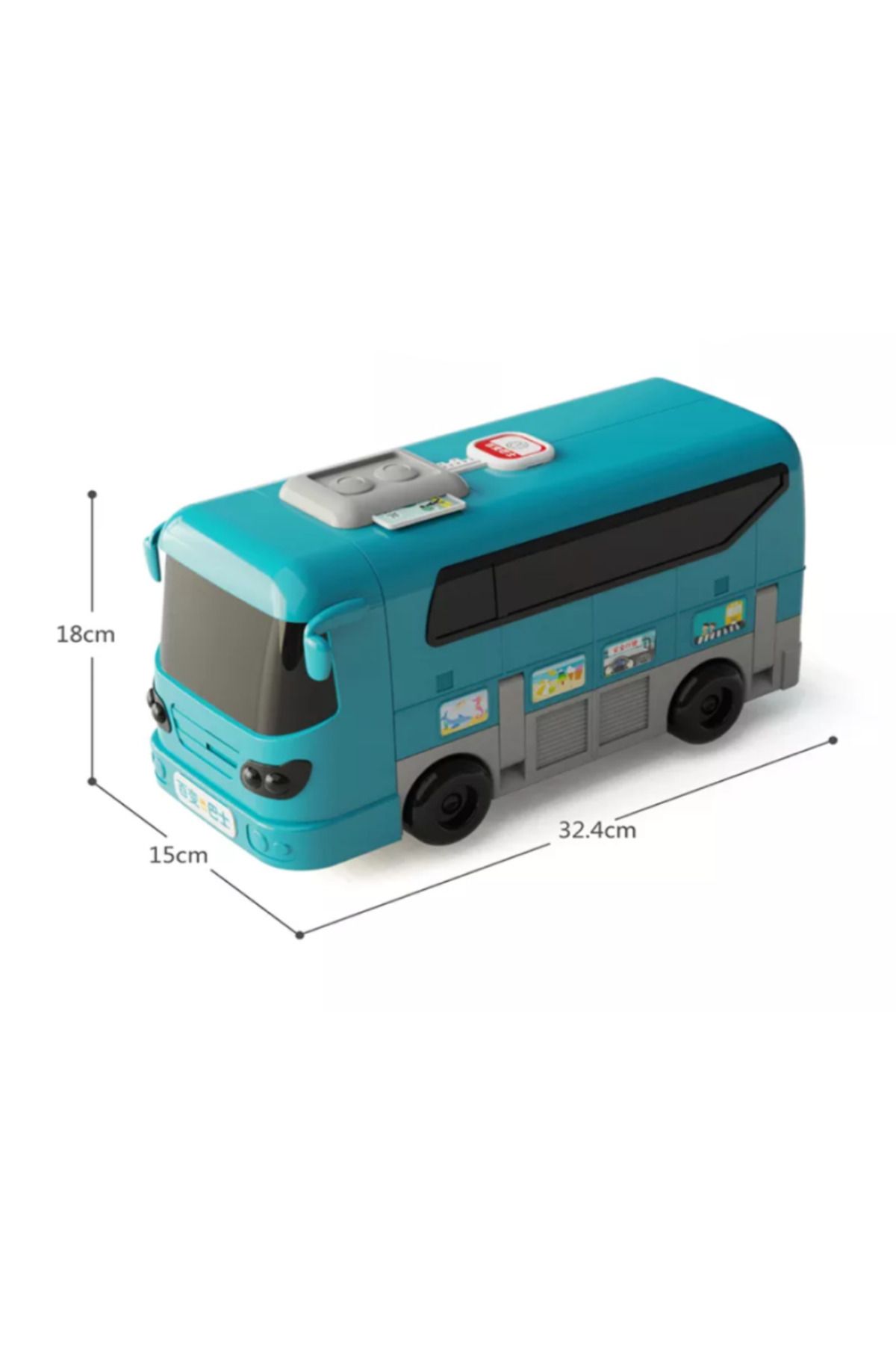 OEM-Interactive Toy, Bus, Sounds and Lights, 2 in 1, Driving Simulator, 16 Functions, Blue 2