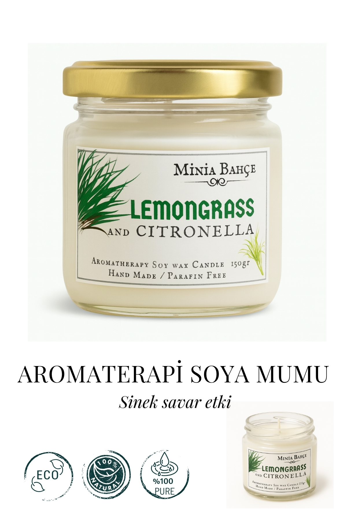 Lemongrass & Citronella Oil, Soy Wax, 75g