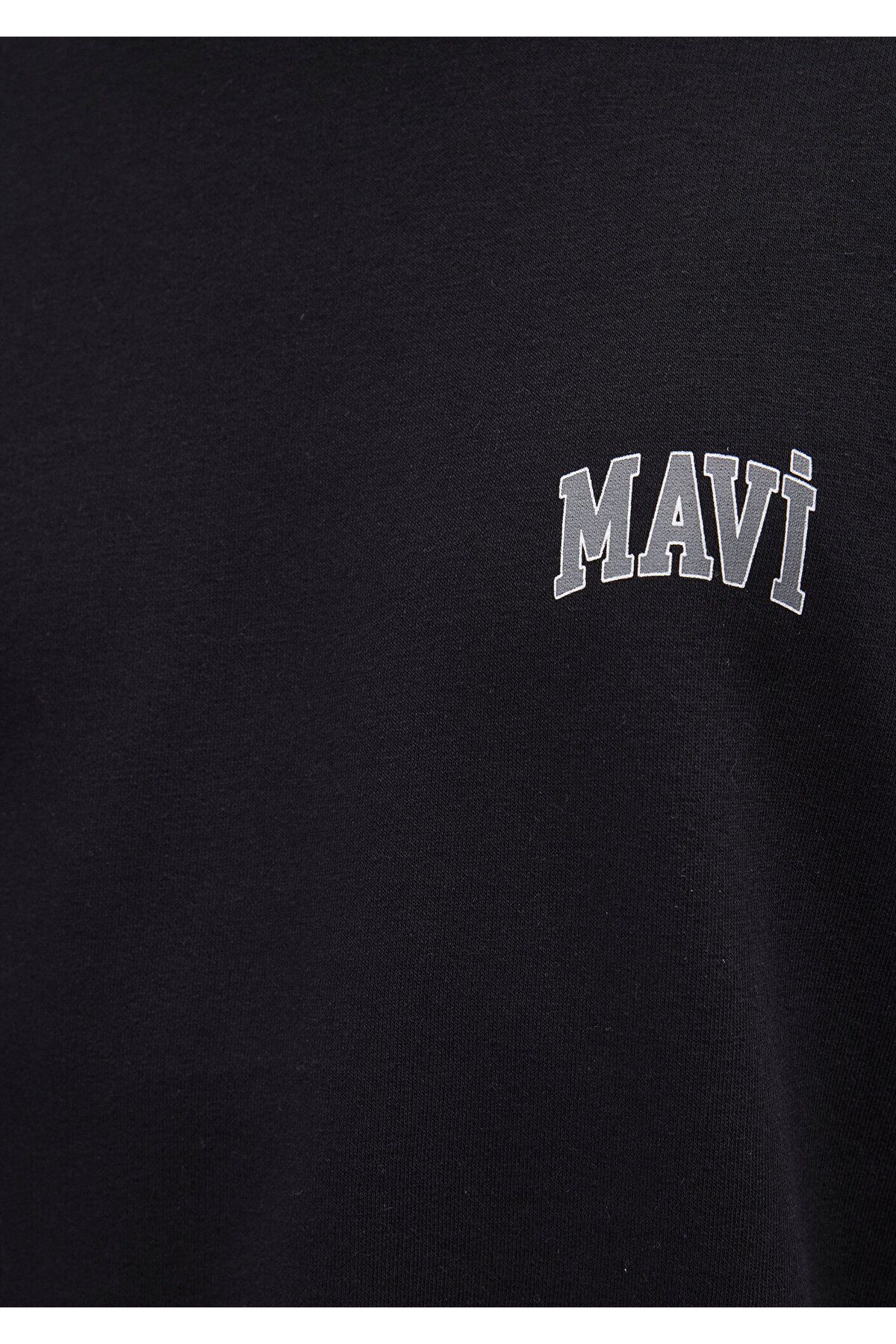 Mavi-سويت شيرت أسود مطبوع بشعار0611716-900 7