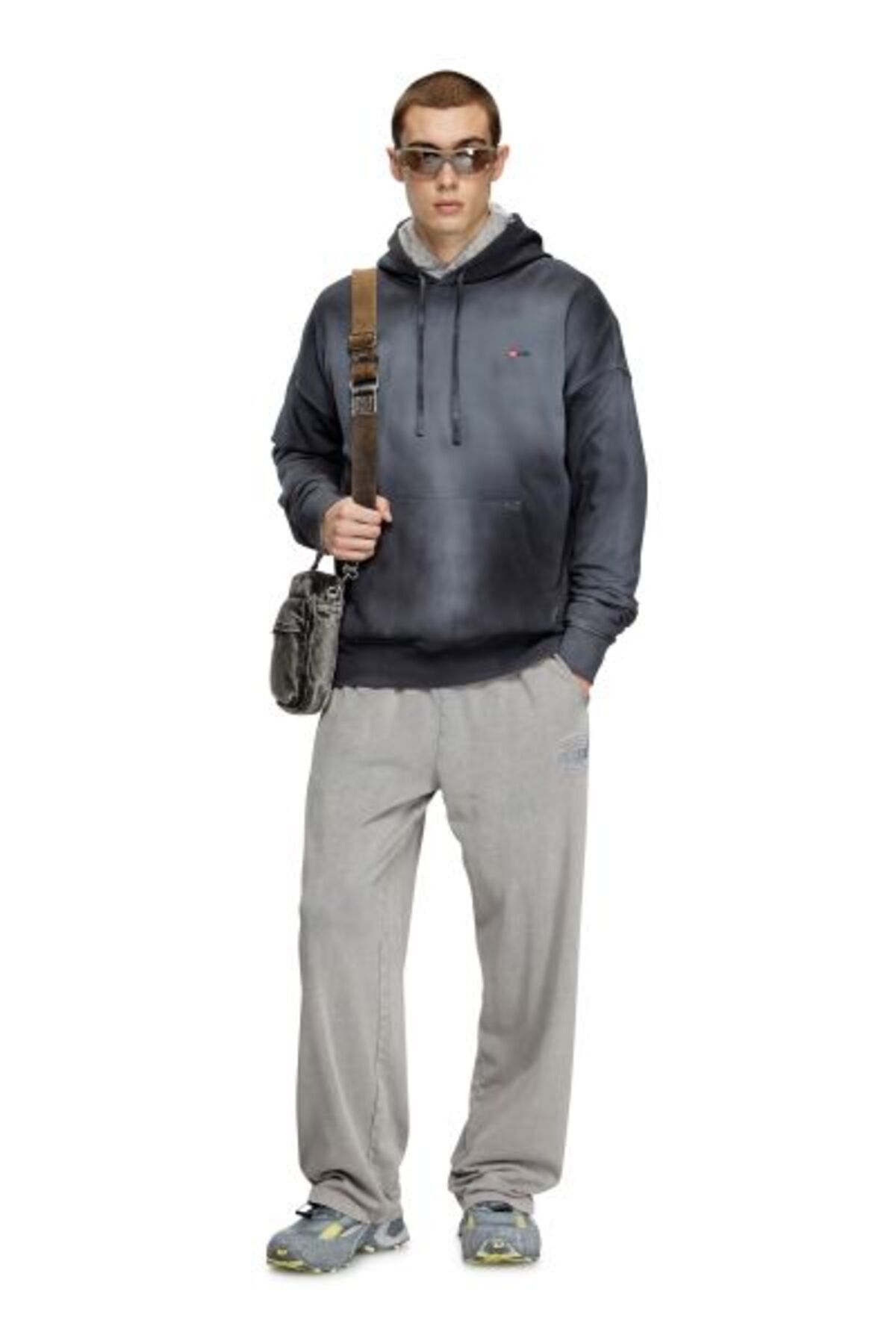 DIESEL Sハティシッフスウェットシャツ SBATYA161090SLBV 02 S-GINNI-ZIP-OD Zip-up sweatshirt with metallic logo