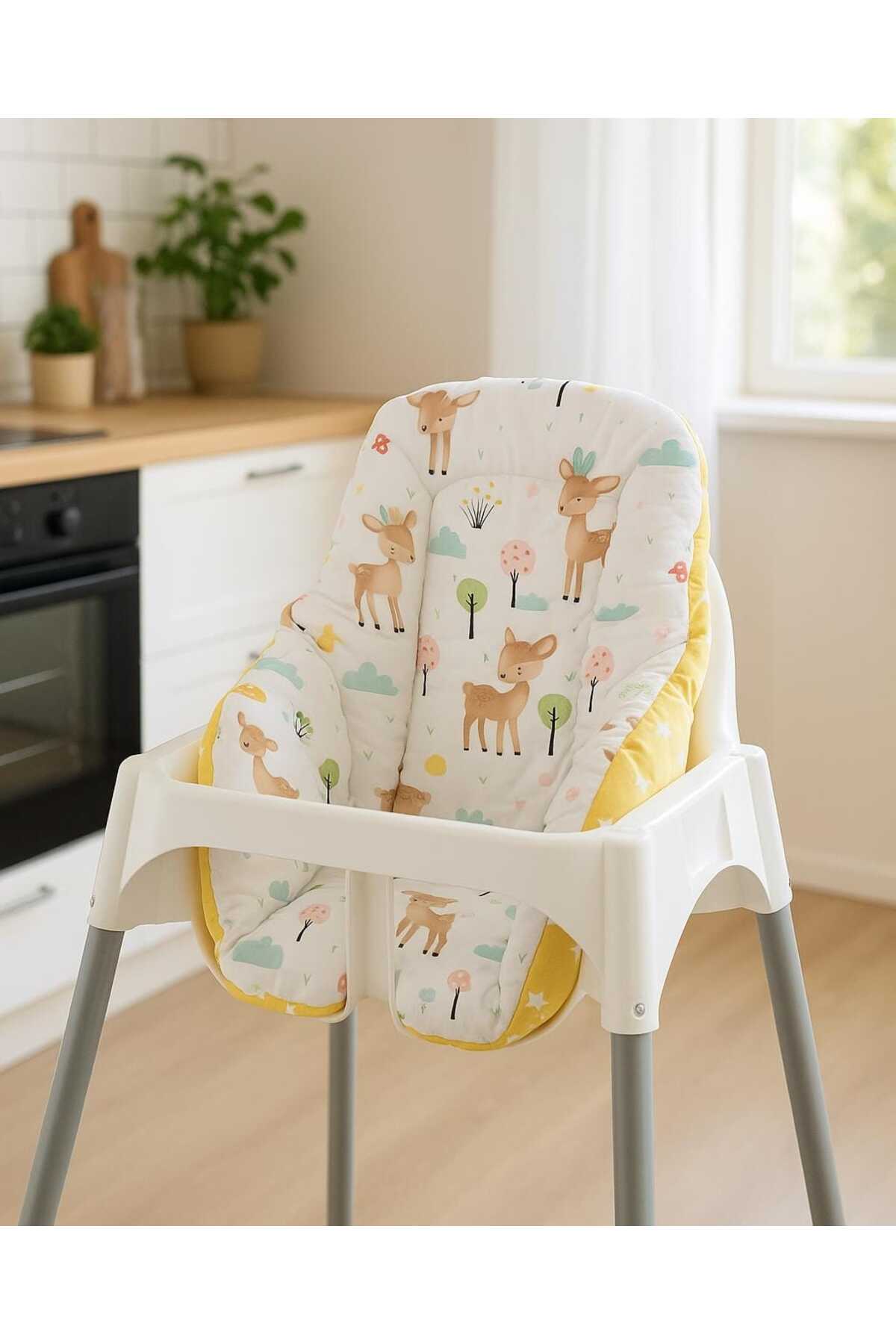Babynia %100 Pamuk Bebek Çocuk Mama Sandalyesi Minderi Karaca Sarı fotoğrafı 2 (önizleme)