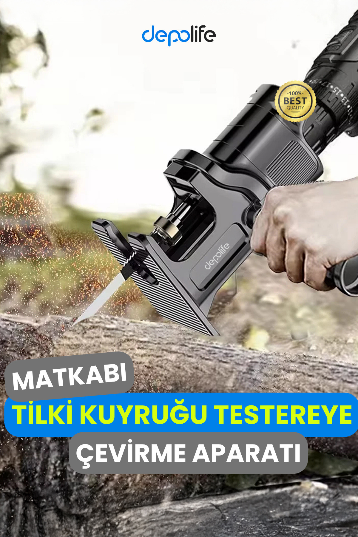 Depolife Tilki Kuyruğu Testeresi Dekopaj Testeresine Dönüştüren Aparat Matkap Için Testere Adaptörü Dekupaj