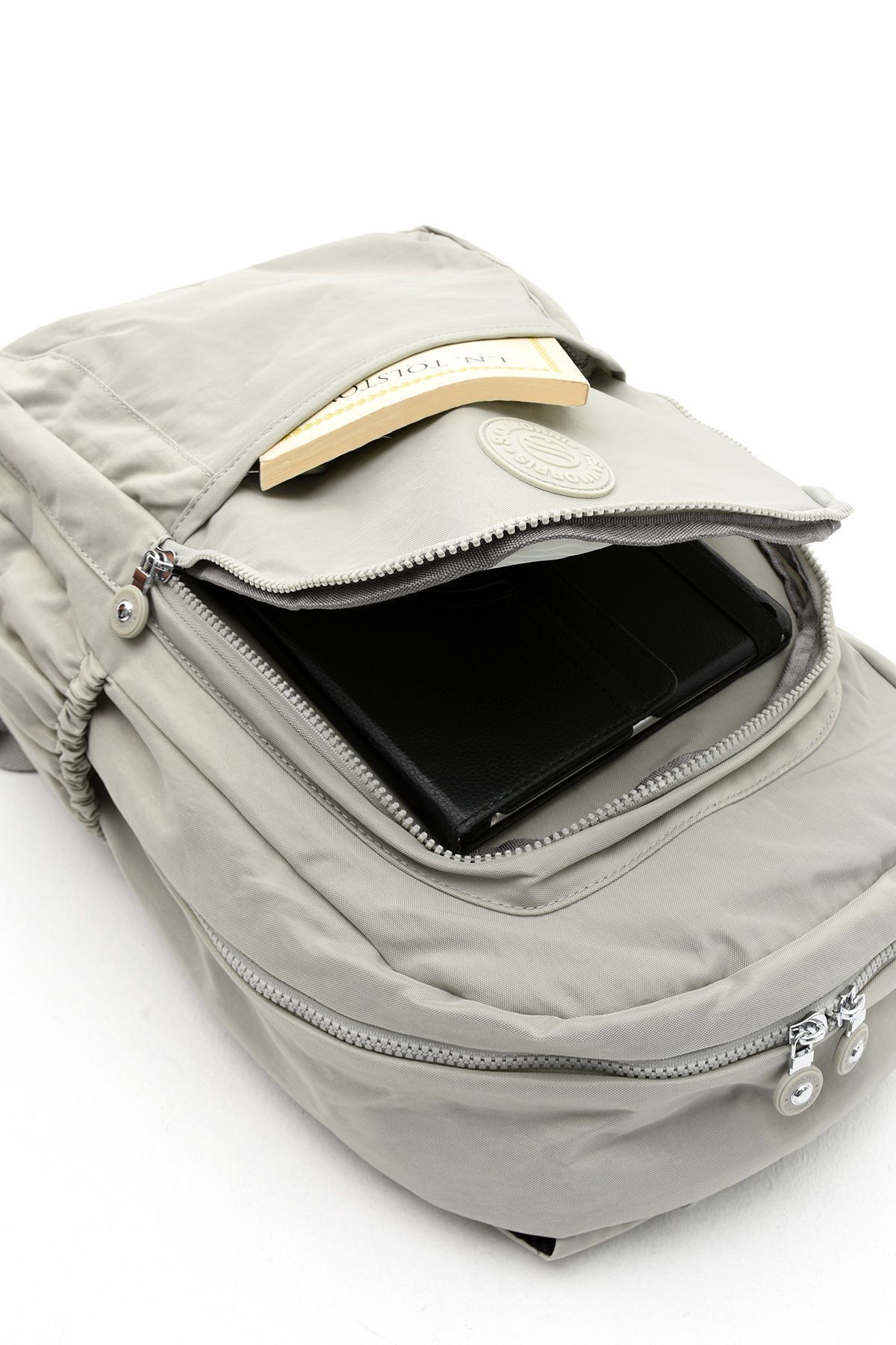 Sanmorris-Rucsac de școală și rucsac de culoare nurcă, unisex, de dimensiuni mari, rezistente la șifonare - cu mai multe compartimente 7