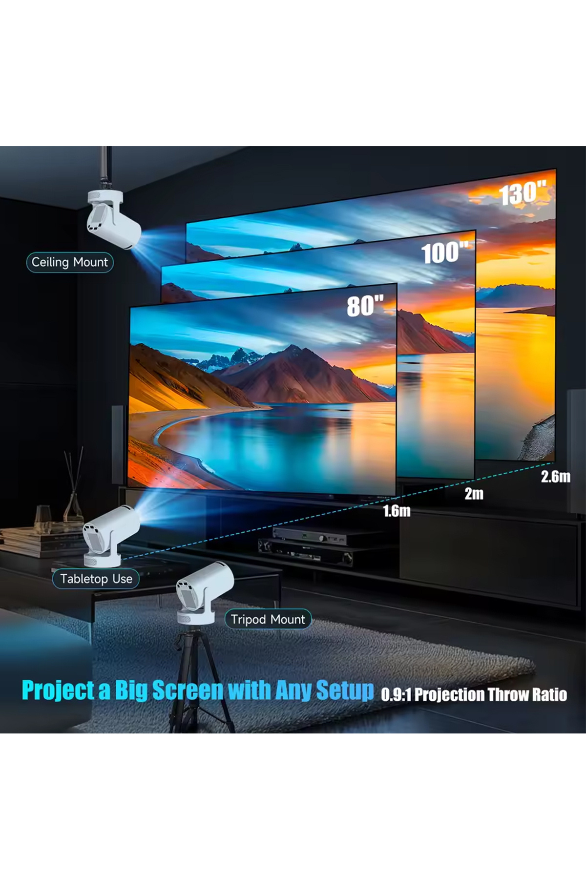 Choice-US Plug HY300 Pro NewGreyBag Magcubic 4K HY300 Pro + Projector Built in 5W Speaker 1280*720P Android 6