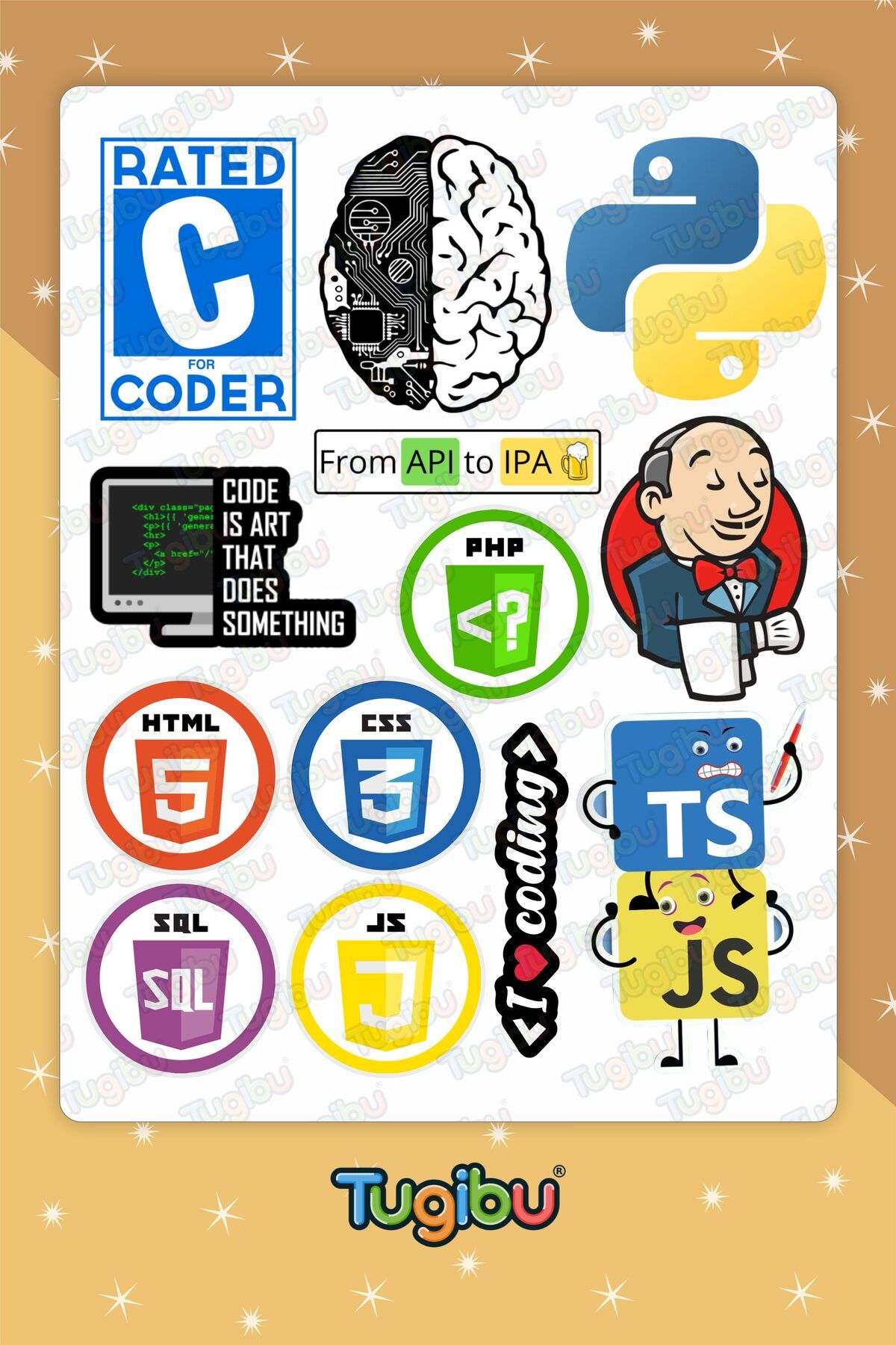 TUGİBU-Software Sticker Set, Coding Themed Sticker, 23 Pieces of Coder Stickers, Software Developer Sticker Set 3