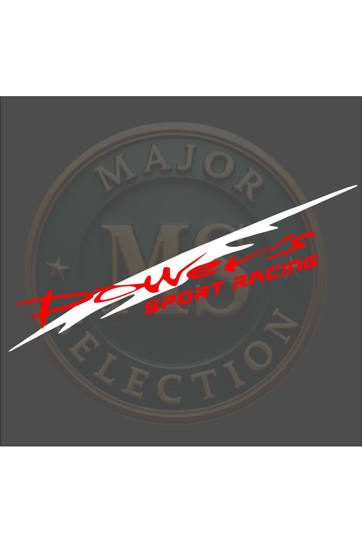 MS Major Selection Power's SPORT RACING sticker 30X5.5 cm. Siyah, beyaz, turuncu, kırmızı, yeşil, hologram renklerde