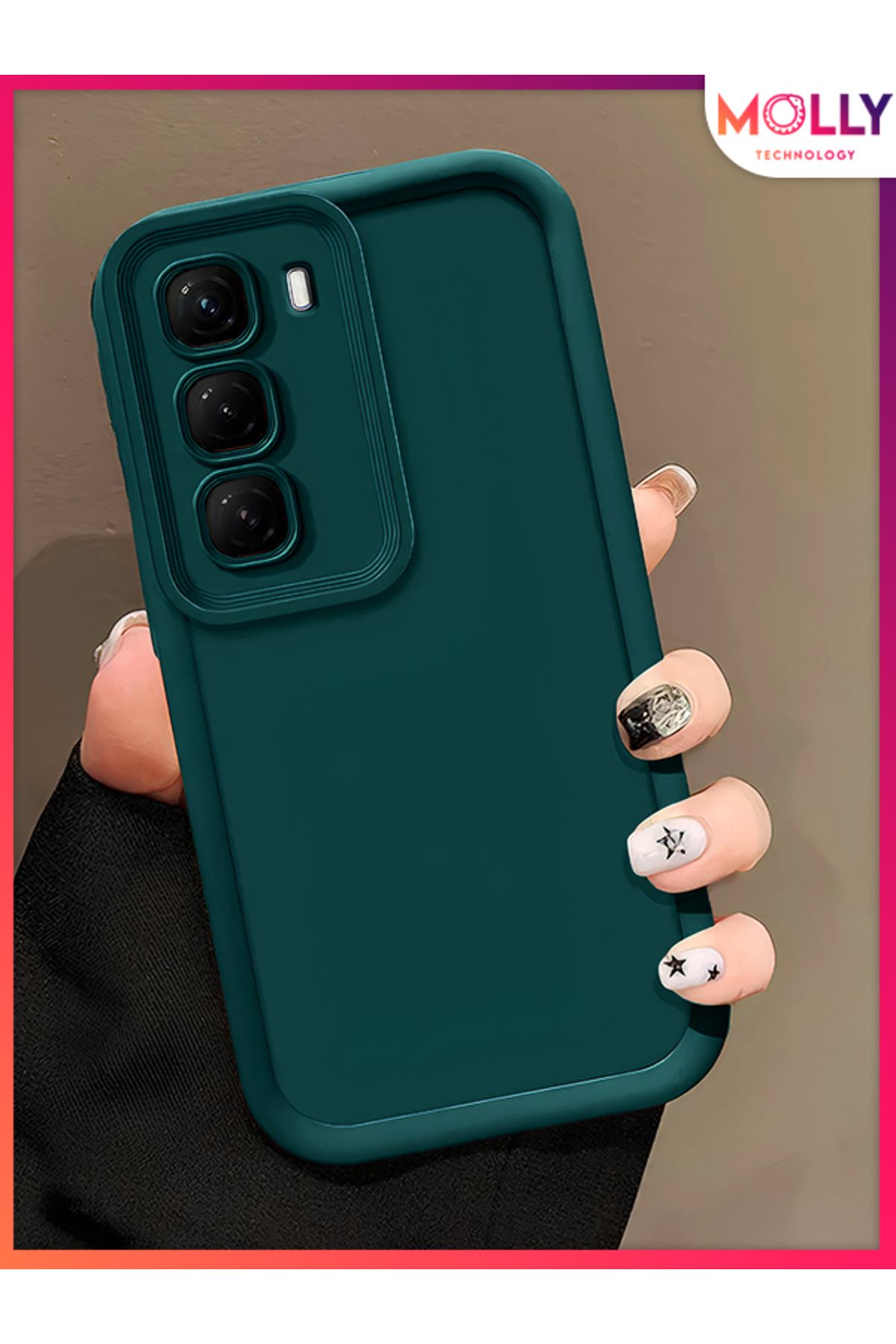Molly İnfinix HOT 50 4G İçin Çam Yeşili Kenarları Kalın Pan Silikon Kılıf