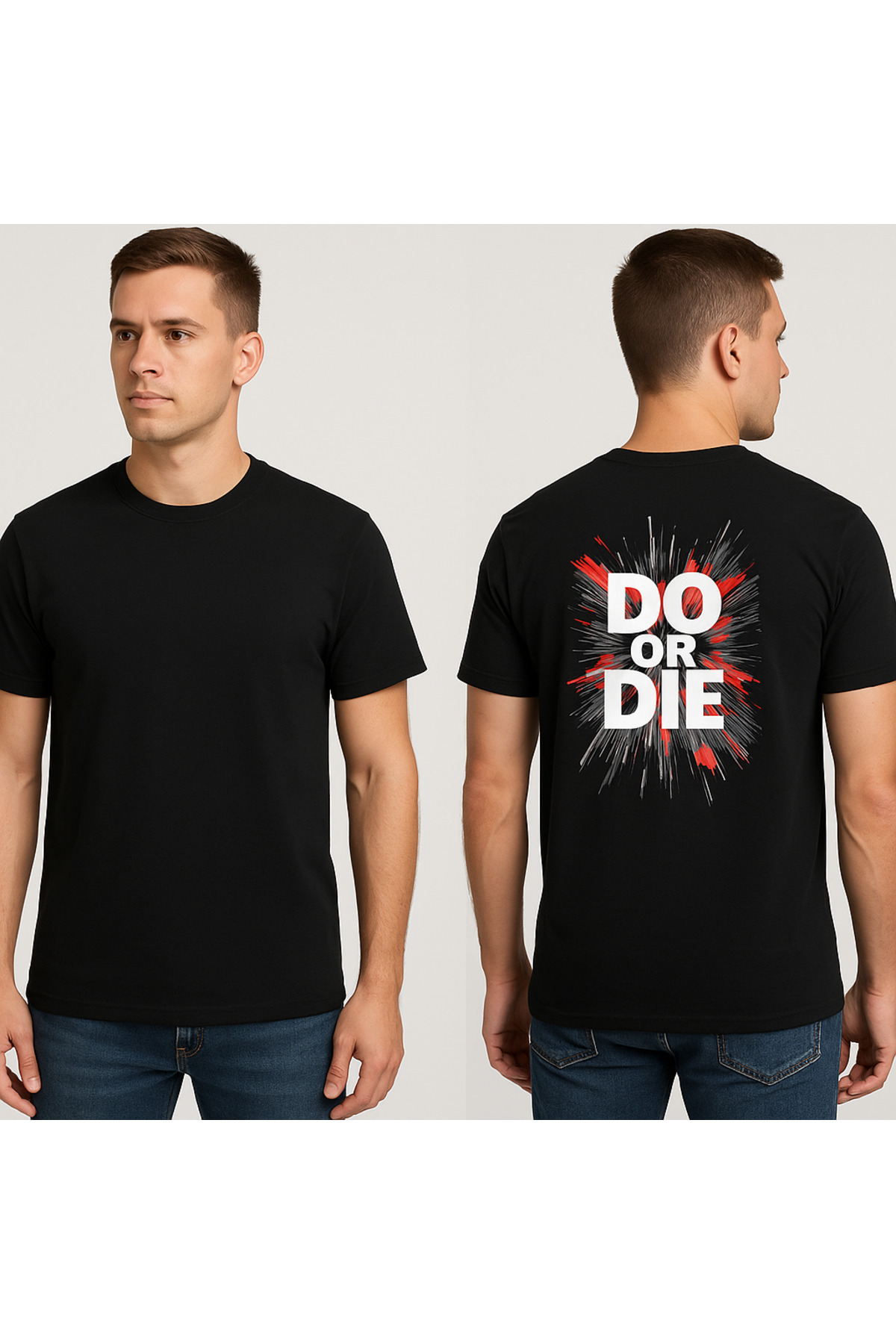 Siyah Erkek 'Do or Die' Pamuk Tshirt