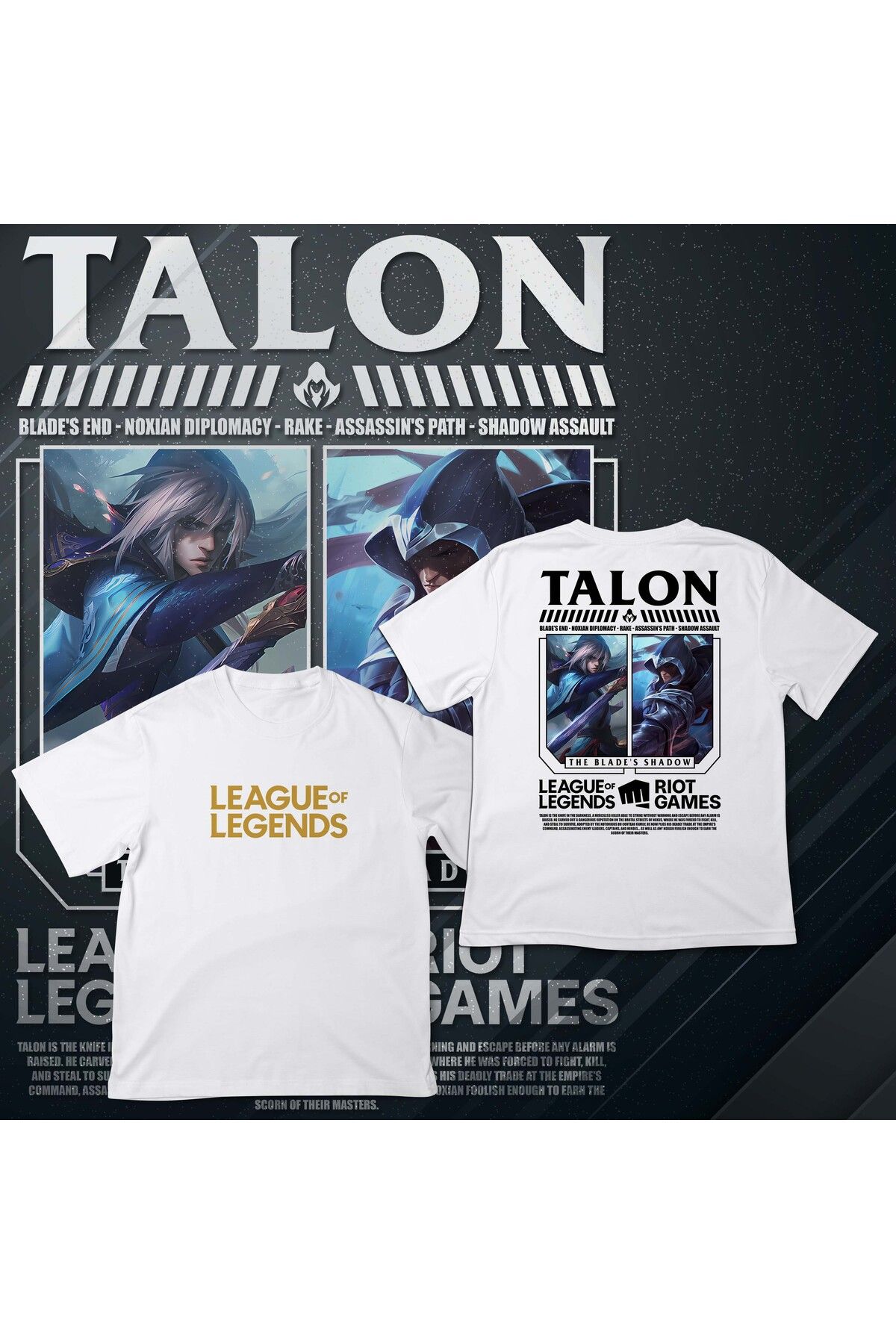 EZ Design League of Legends - TALON - Baskılı Oversize T-shirt