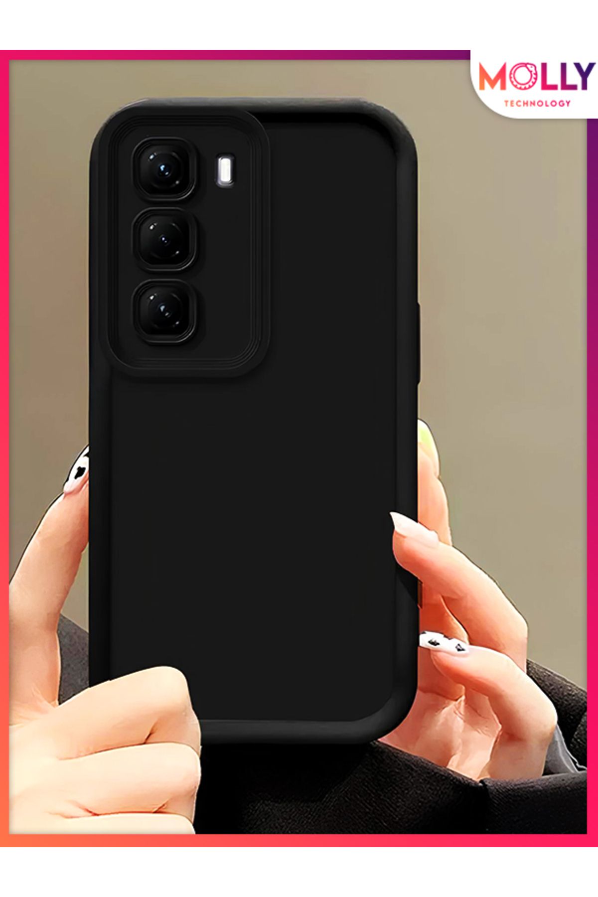 Molly İnfinix HOT 50 4G İçin Siyah Kenarları Kalın Pan Silikon Kılıf