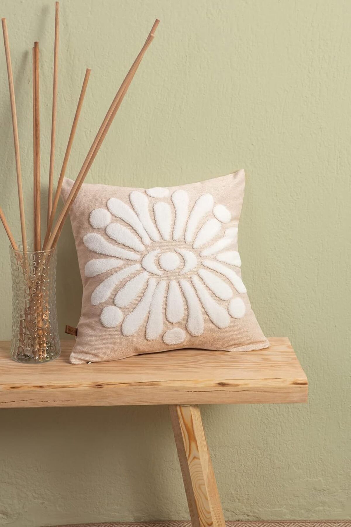 Mena Rise BlackShop Jakarlı Kırlent 43x43 cm Boho Bej 1064272