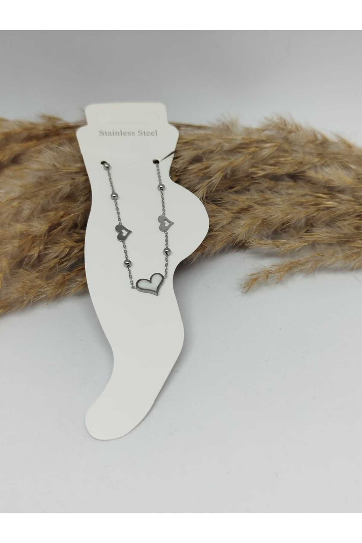 livaz accessories Çelik Kadın Gümüş Kalpli Hal Hal